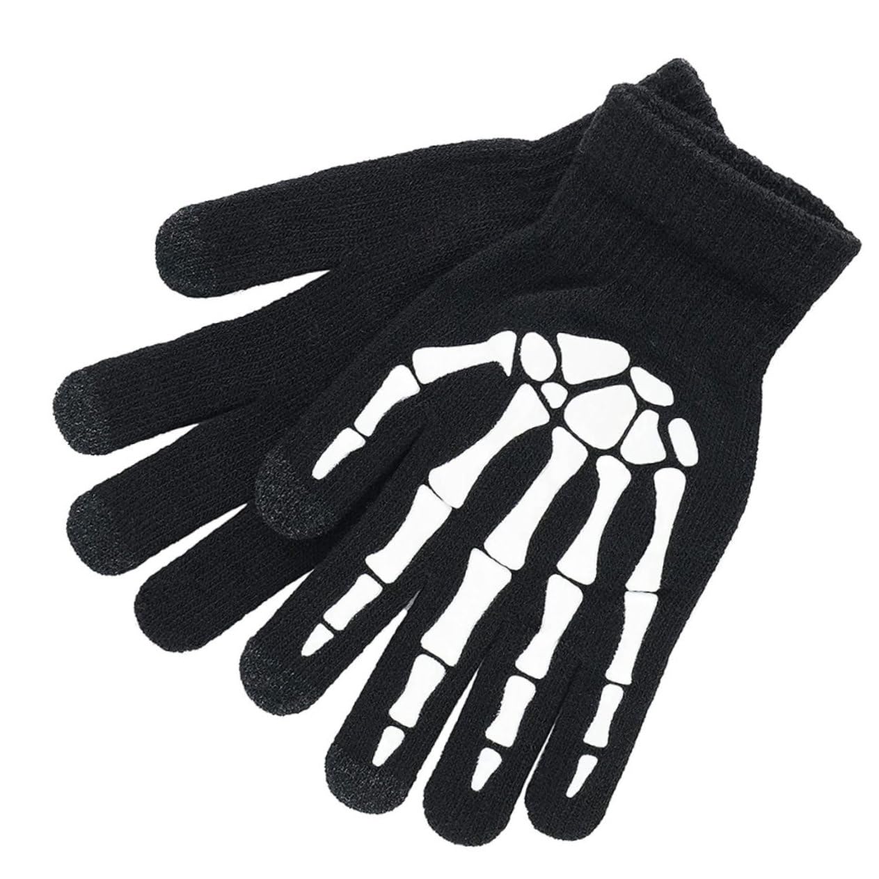 Mipcase Adult Halloween Skeleton Gloves Luminous Party Favors Skull Design for Night Cycling
