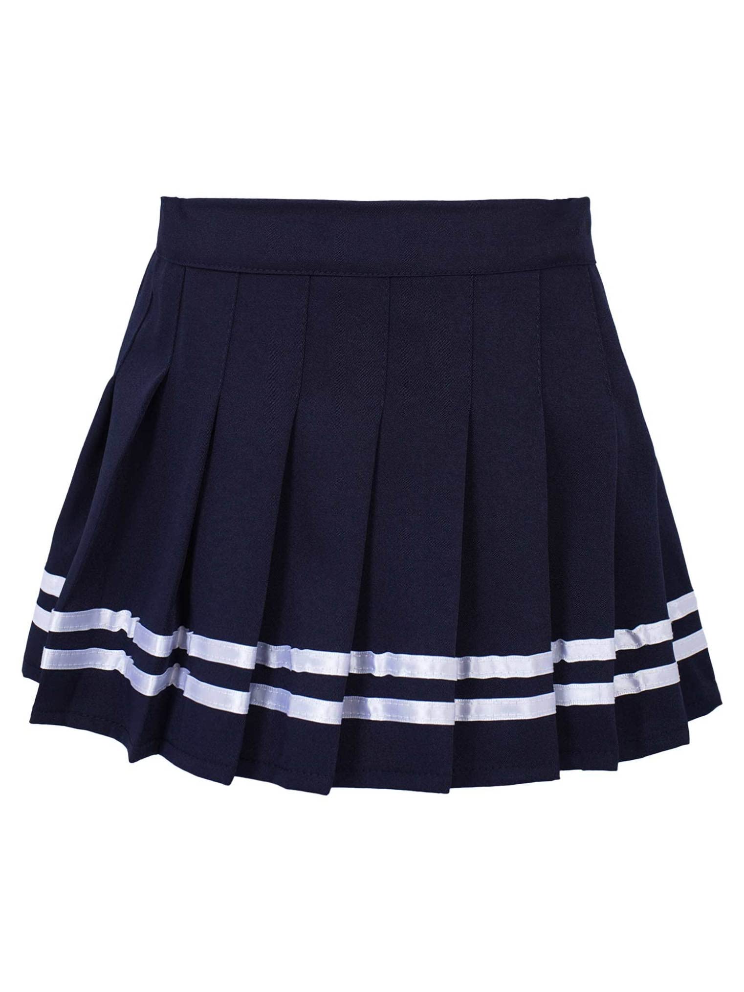 Freebily Faldas Plisada de Escuela para Niña Falda de Rayas con Cintura Elástica A-Line Falda de Uniforme Colegiala Japones Tenis Schoolwear