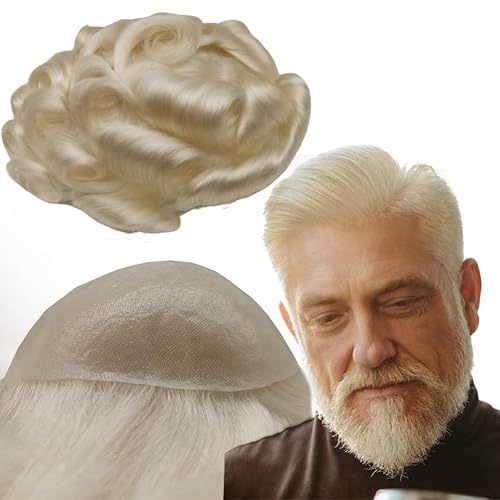 Tupé para hombres y hombres, piezas de cabello para hombre, extensiones de prótesis onduladas, repuesto 100% europeo de cabello humano real, sistema