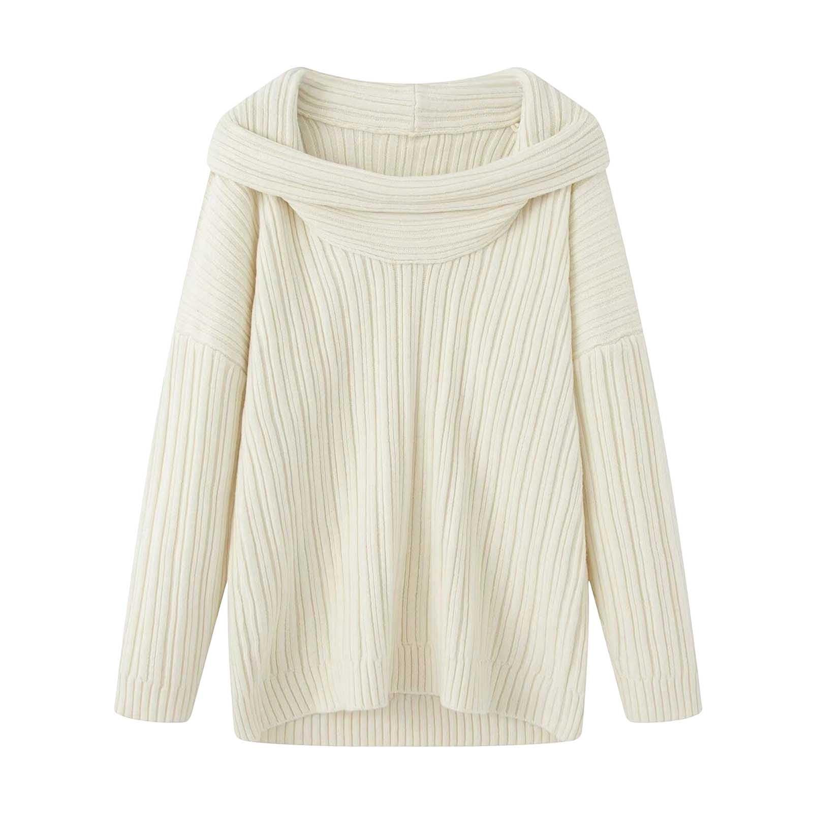 Pullover Für Damen Schulterfreier Pulli Einfarbiger Elegant Sweater