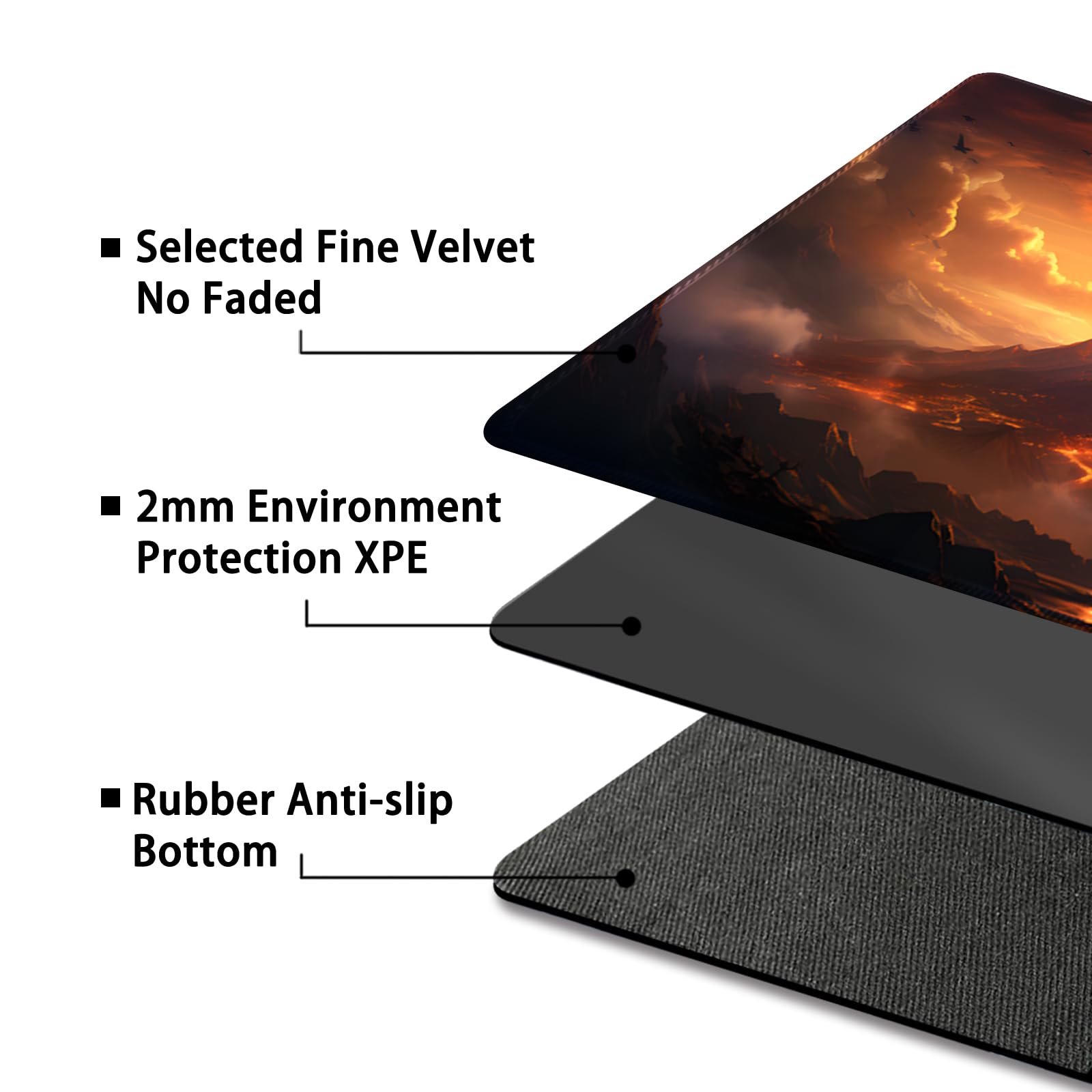 Malqiqi Spielmatte Für MTG & TCG - 61x35,6cm Mit Aufbewahrungstasche | Magic Volcano Design