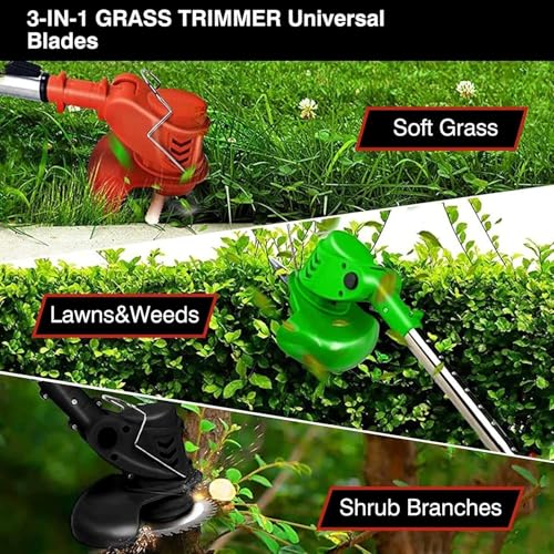 Image of DELICATE Electric Wireless Rechargeable Edge Cutter 2-in-1 Mower & Trimmer Adjustable Height 3 Blade Types Lightweight & Portable Lawns & Gardens for Home Garden, Lawn, Yard (48v Battery)