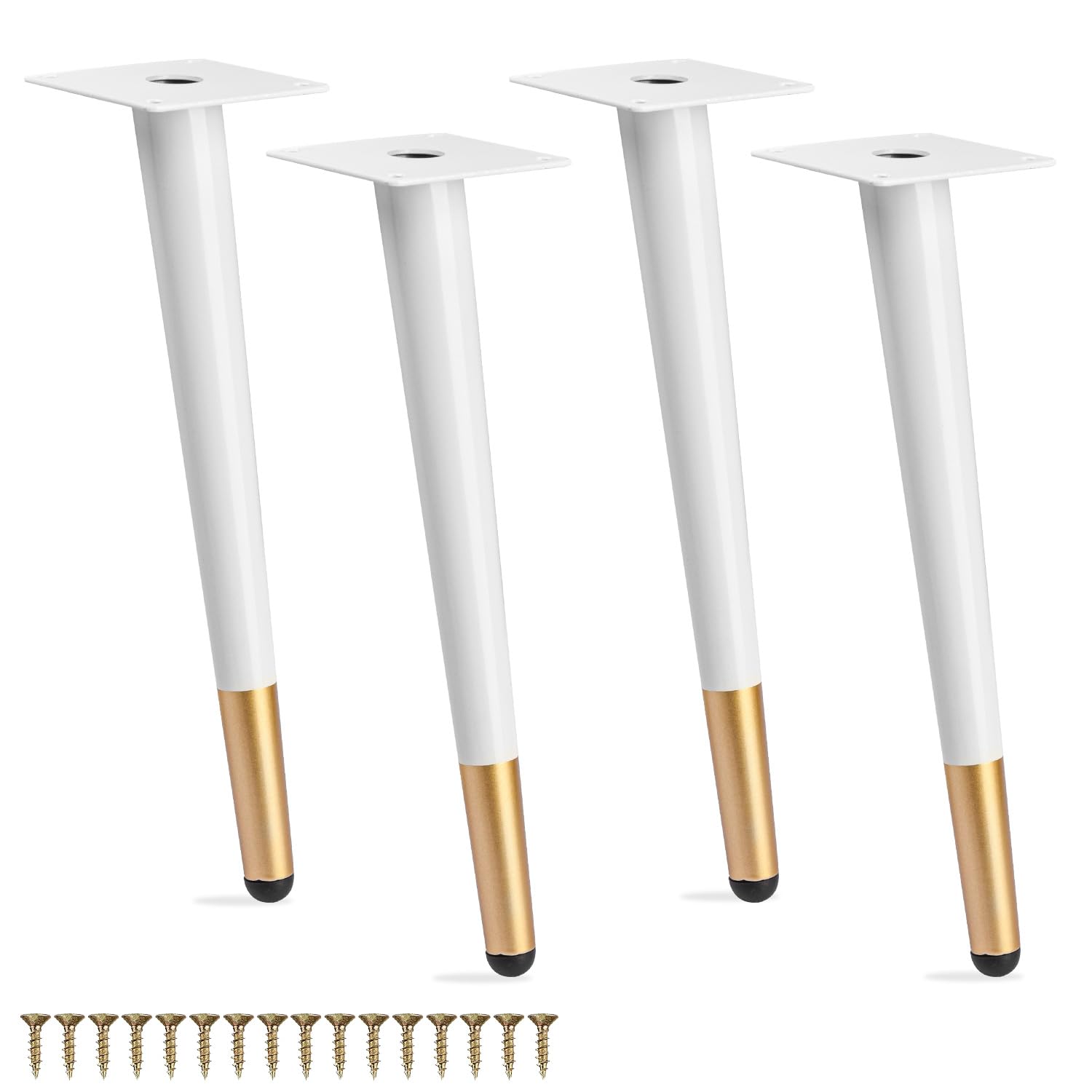 Btowin 4 Inch / 10cm Metal Furniture Legs, 4Pcs Modern Oblique Tapered Furniture Feet