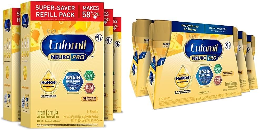 Enfamil NeuroPro Baby Formula, Triple Prebiotic Immune Blend with 2'FL HMO & NeuroPro Ready to Feed Baby Formula, Ready to Use, Brain and Immune Support with DHA