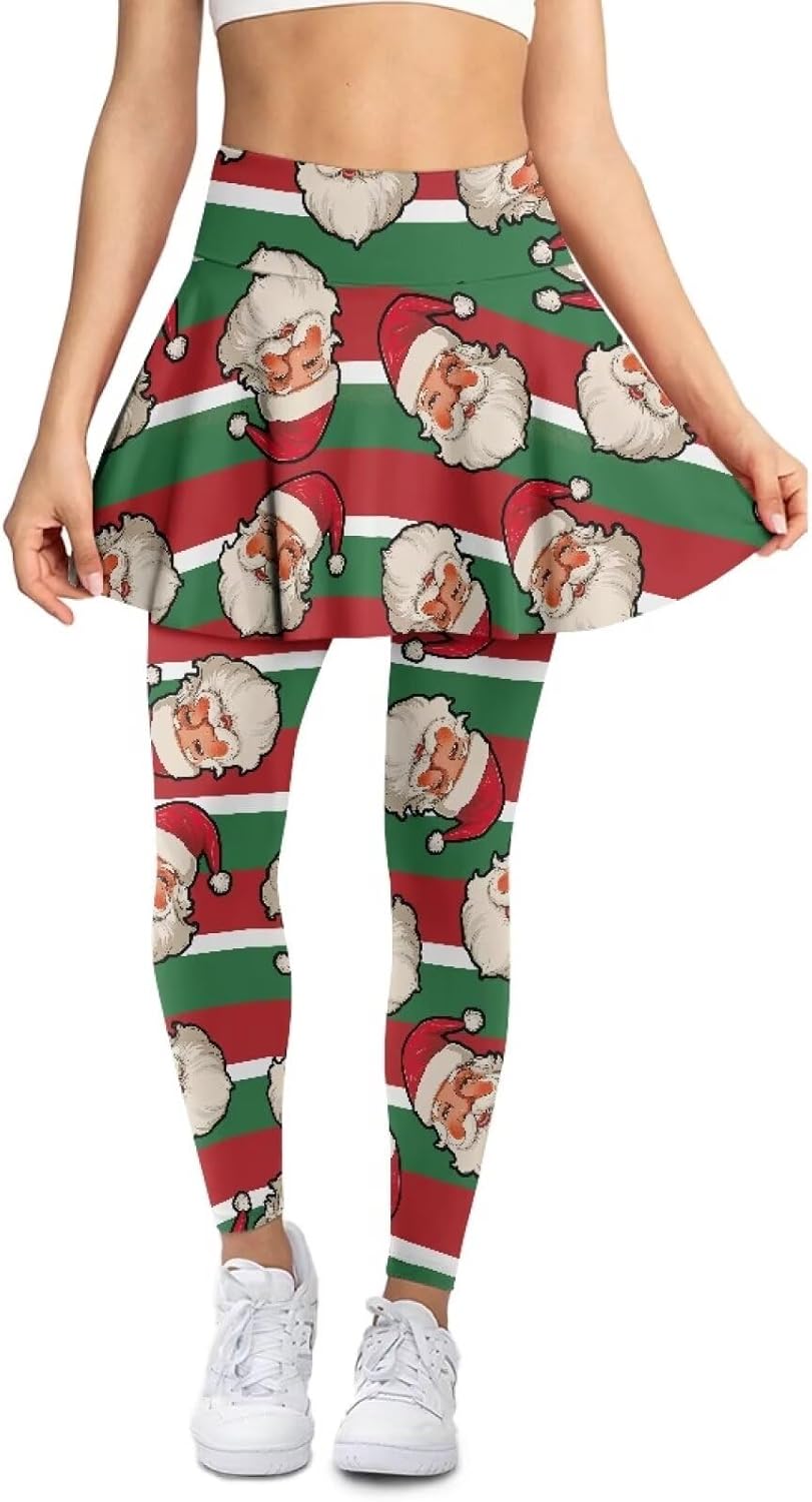 Womens Winter Warm Skirted Leggings Stretchy High Waist Skorts Full Length Comfy Leggings with Pockets Size XS-3XL