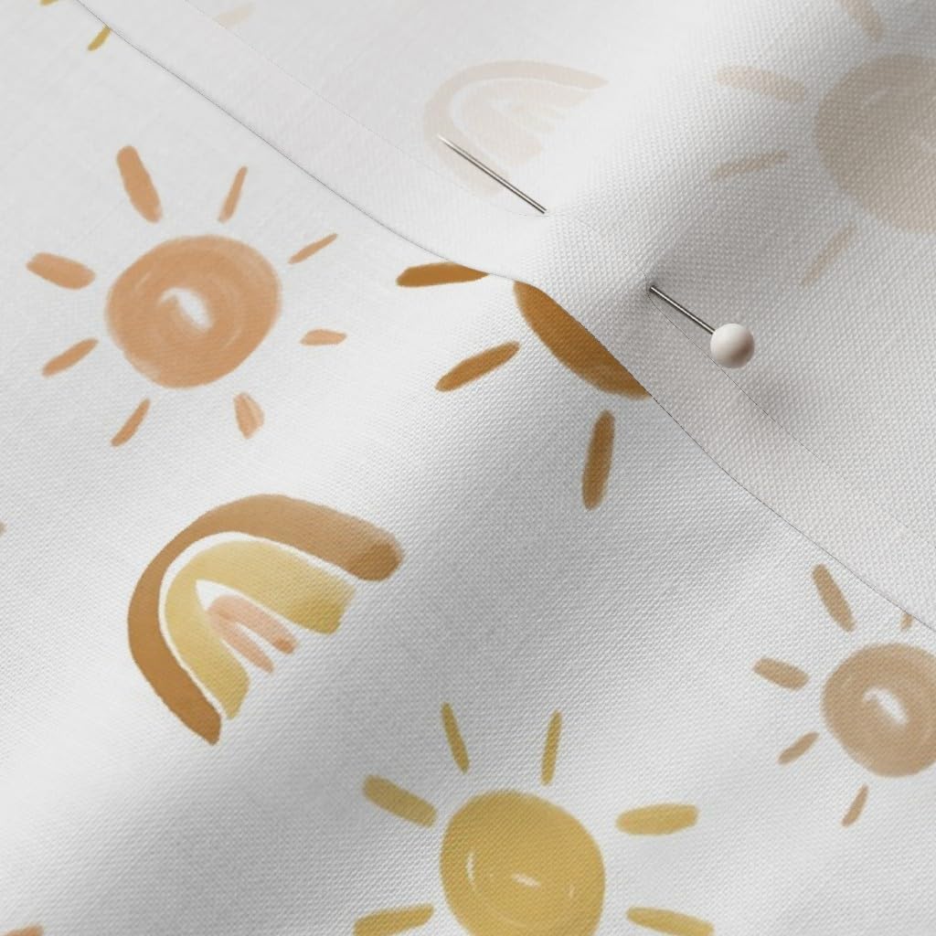 Spoonflower Fabric - Golden Sun Sunny Yellow Bright Gold Kids Nursery Watercolor Printed on Petal Signature Cotton Fabric by The Yard - Sewing Quilting Apparel Crafts Decor
