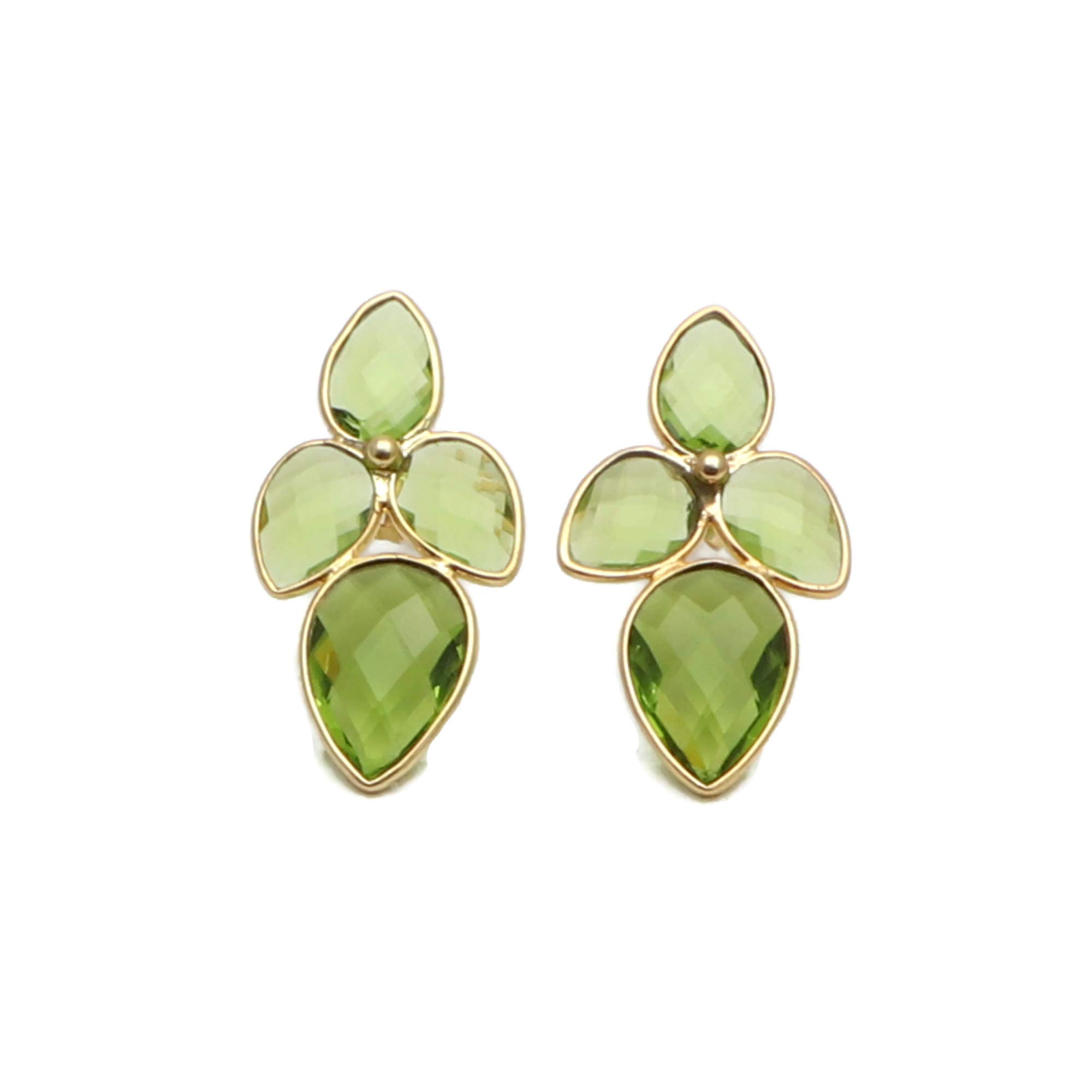 El JoyeroGift For Her Push Back Peridot Earring | Gemstone Gold Plated Handmade Jewelry | Pear Shape Bezel Set Stud Earrings Jewelry 1219)17