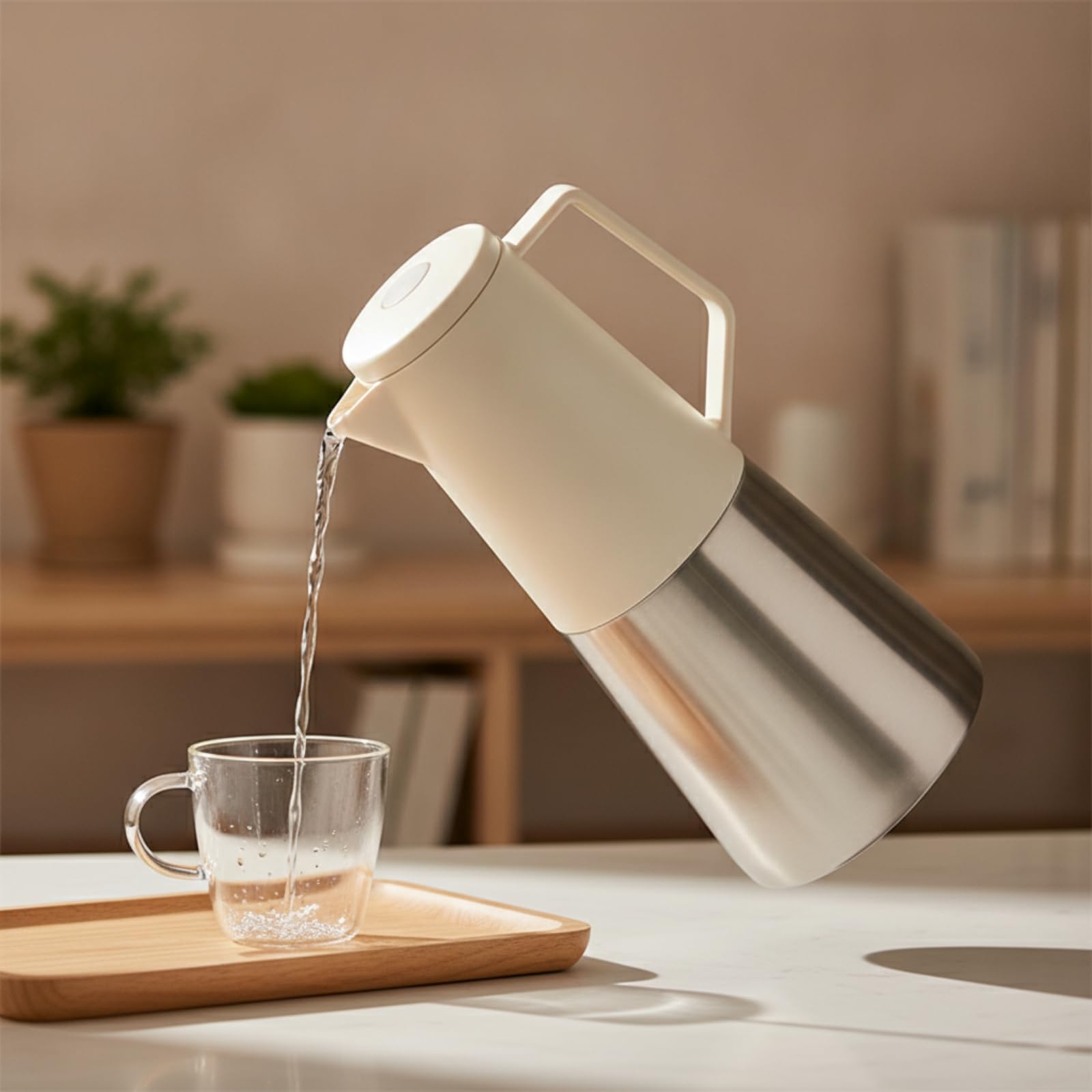 perfk Bebidas Jarra Térmica Cafetera Térmica Garrafa Isotérmica Carafe Aislada con Interior de Acero 304 Vertido con una Mano Antigoteo Estética Moderna, Negro