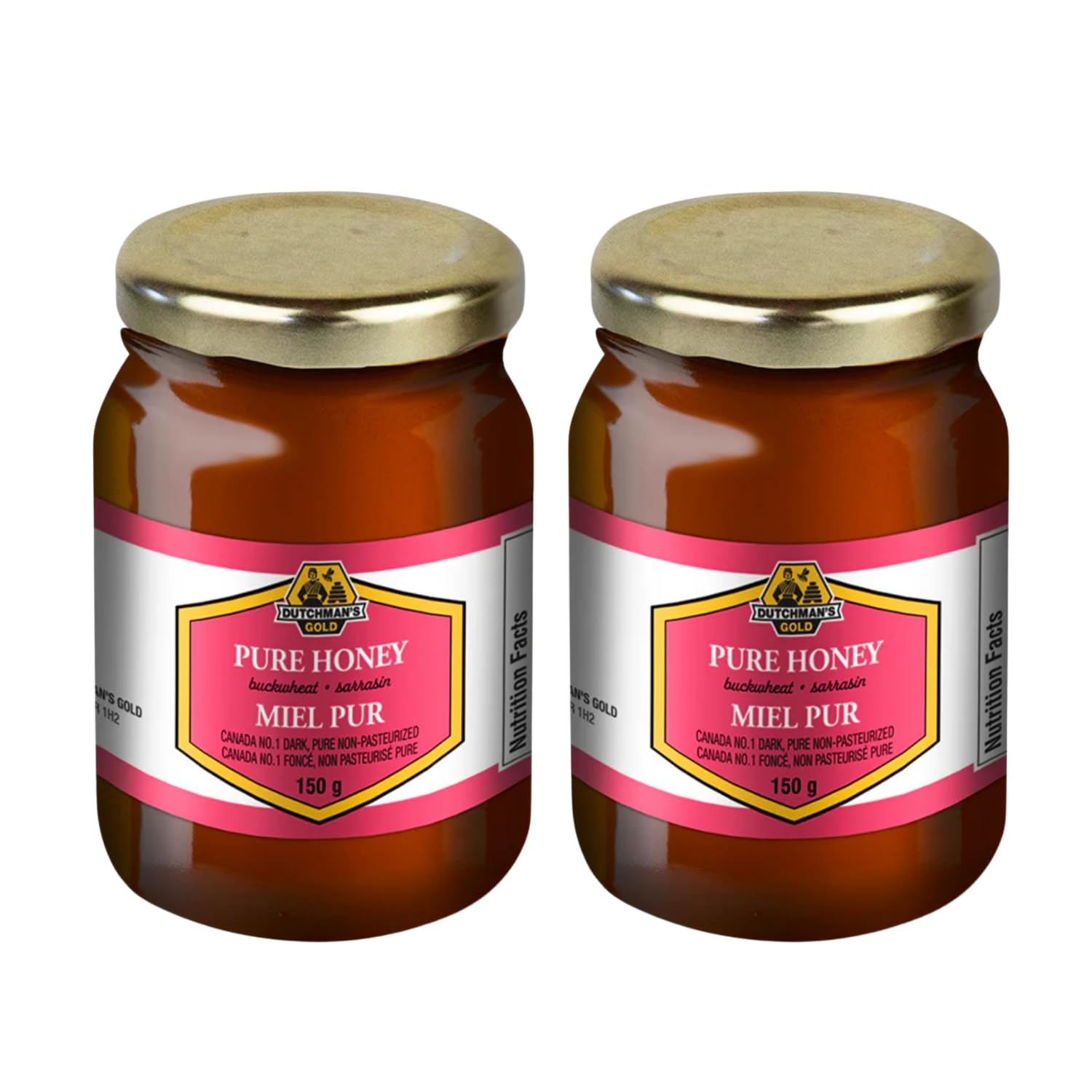 Organic Buckwheat Honey by Dutchman’s Gold, 2 x 150g, Deeply Flavored, Naturally Rich in Antioxidants, Perfect for Cough, Sore Throat & Wellness, Made in Canada