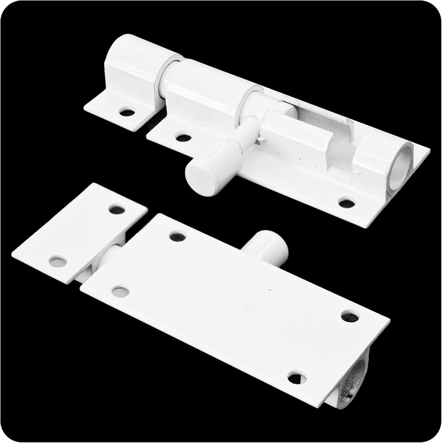 2Pcs 2 Inch White Aluminum Alloy Slide Bolt Latch, Heavy Duty Security Interior Exterior Door Window Latch Sliding Lock Barrel Slide Bolt Gate Lock Hasp