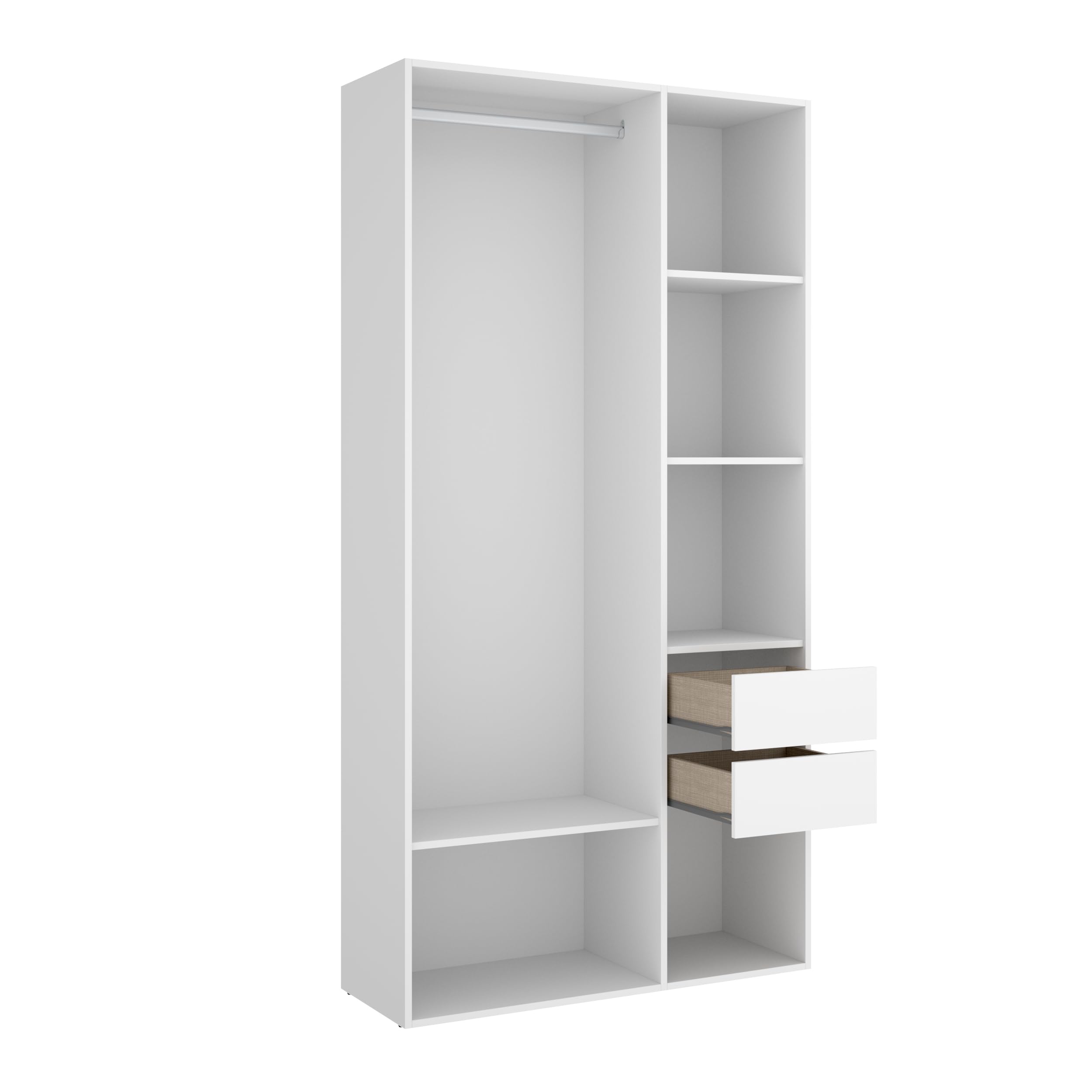 DEKIT GRUPO RIMOBEL SUIT - Armario-​vestidor con dos cajones y con trasera reversible - BLANCO/​NATURAL - 205 x 98 x 45