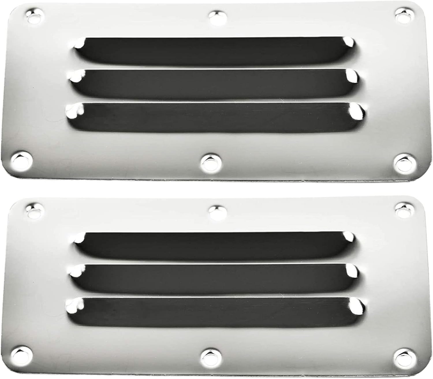 MARINE CITY 304 Grade Stainless Steel Mirror Polished Stamped Louvered Air Grille Cabin Cover Ventilation Rectangle Boat Vent (2-1/2 × 5 Inches) for Marine Hardware Fitting Accessories
