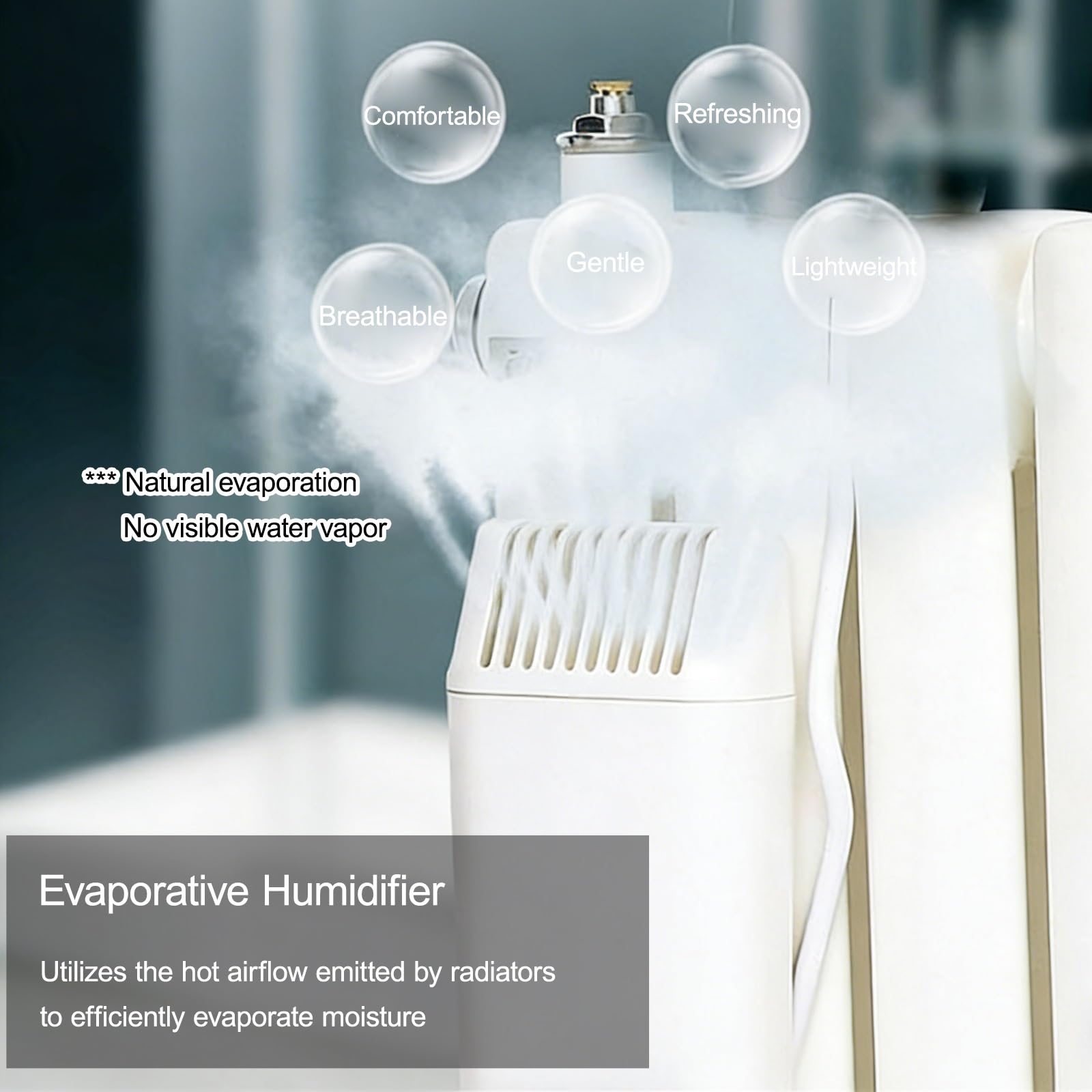 Humificador Radiadores Colgar Humidificador Sostenible, Apto para Todos los Calentadores, Fácil de Instalar para un Ambiente Más Agradable(White-3PCS)