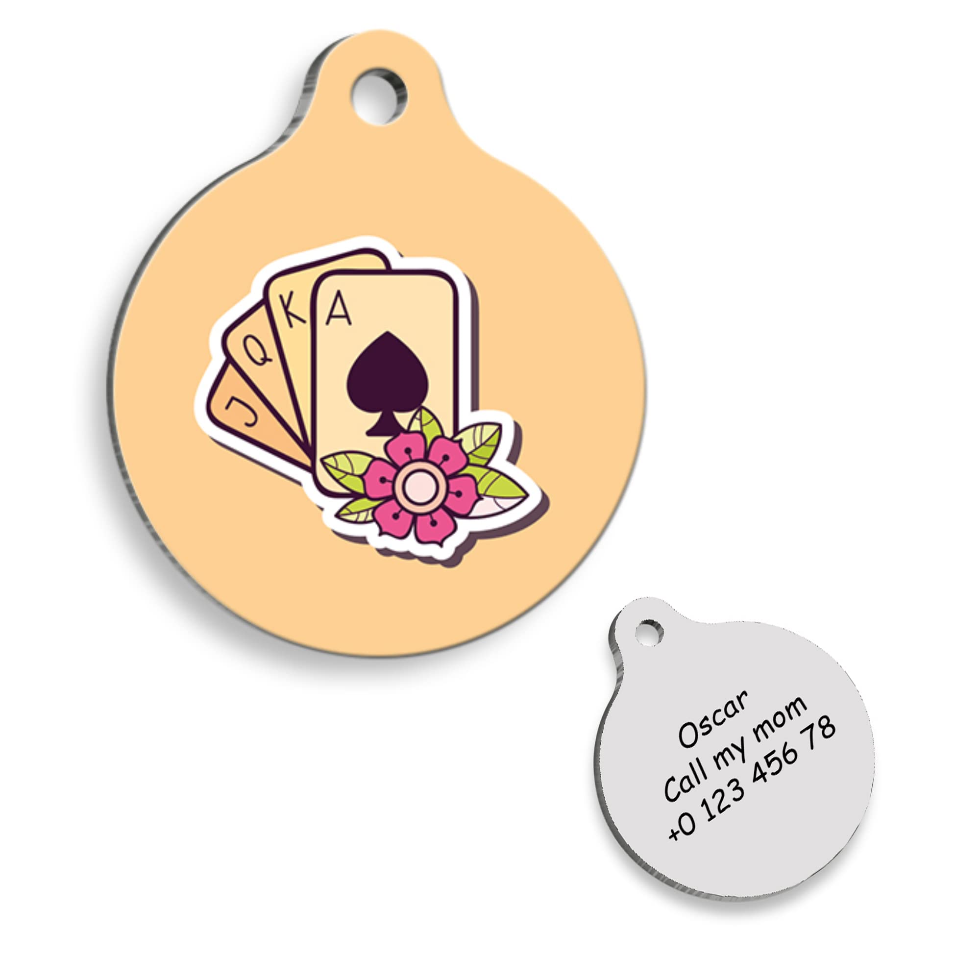 Playing Cards Personalized Dog Tag - Custom Name Tag - ID Tag for Dog & Cat - Customized Pet Tags - Dog & Cat Name id Tag - Dog Name Tag - Engraved Dog Tag