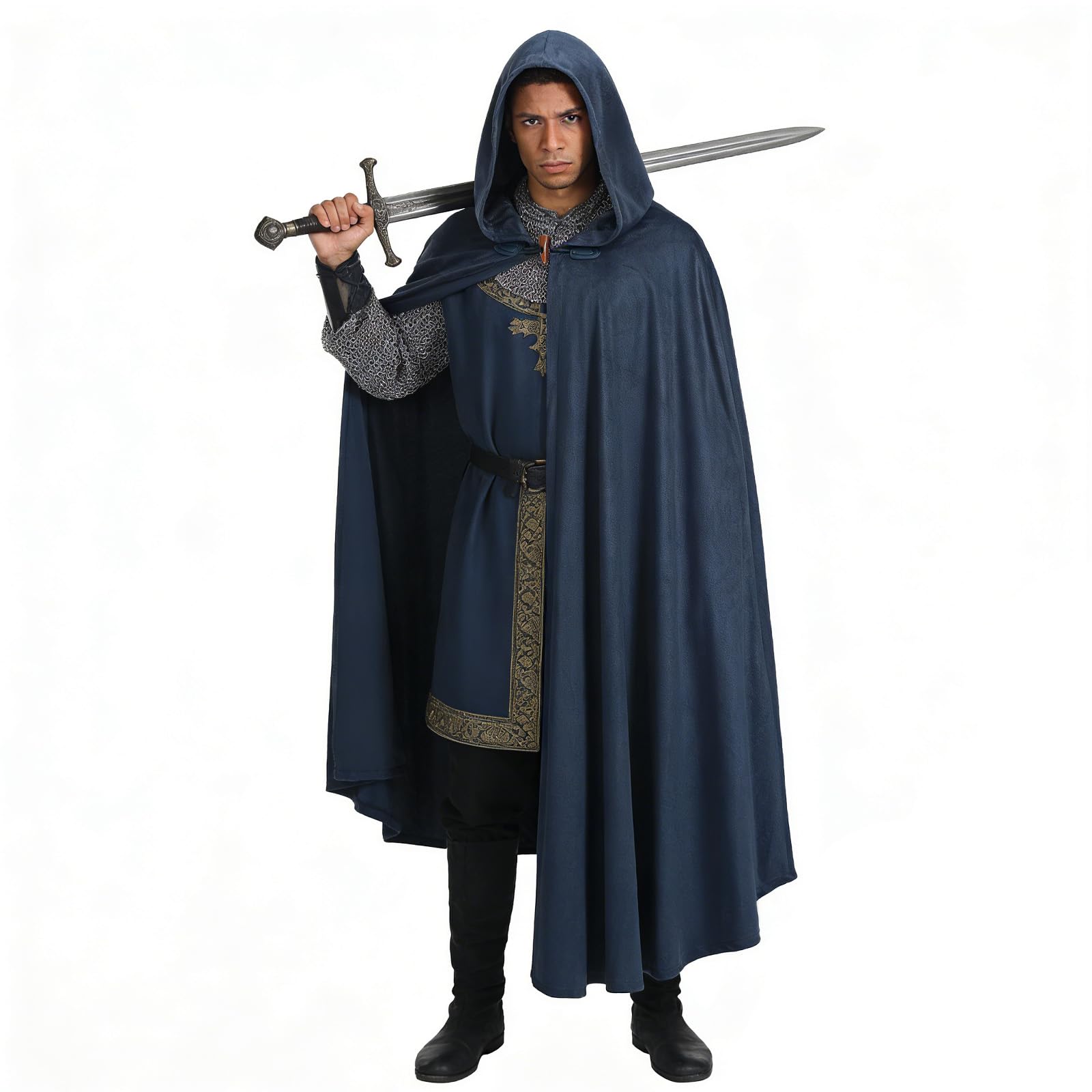 Giftdigger Renaissance Cloak for Men Women,Adult Renaissance Hooded Cape,Medieval Cloak,Women Men Victorian Velvet Cape