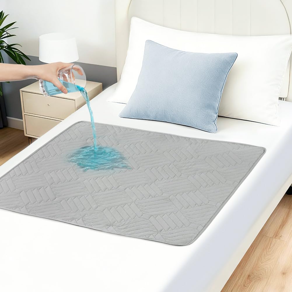DUJUIKE Inkontinenzunterlage waschbar 70x90 cm, Wasserdichter und Saugfähiger Matratzenschoner, Wiederverwendbar Bettauflage, Atmungsaktive Inkontinenz Bettunterlage, Erwachsene&Kinder, Rosa- 2er