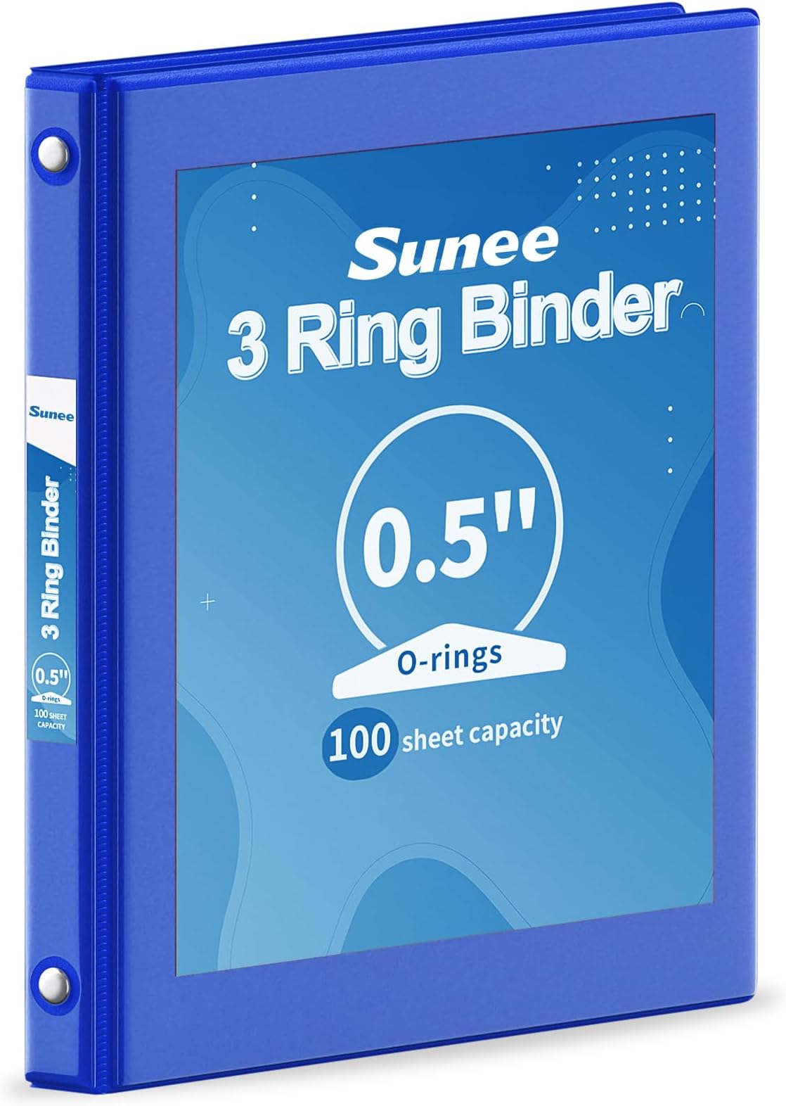 SUNEE 3 Ring Binder 1/2 Inch 1 Pack, Clear View Binder Three Ring PVC-Free (Fit 8.5x11 Inches) for School or Office Supplies, Cobalt Blue