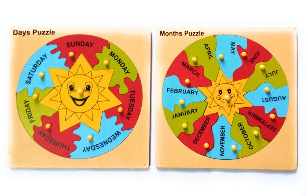 Futurez Key� �Months and Days Name Puzzle/Multicolour Kids Jigsaw Puzzle Tray Games, Wooden Educational Learning Toy, (Pack of 2) (B07W54XHRX) Amazon Price History, Amazon Price Tracker