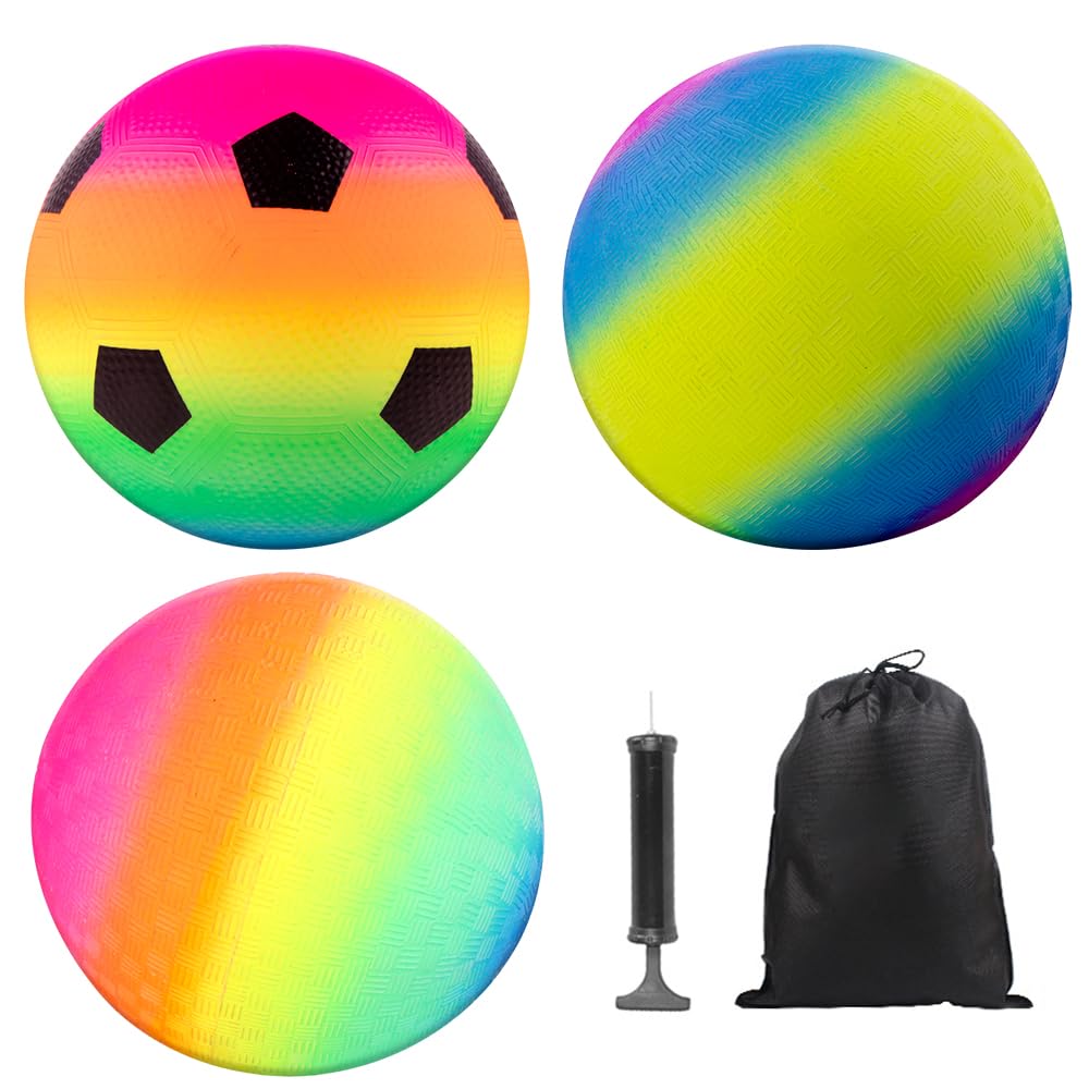 2 Stück Regenbogen Bouncy Bälle Mit Pumpe - Bunte PVC Spielbälle Für Indoor & Outdoor
