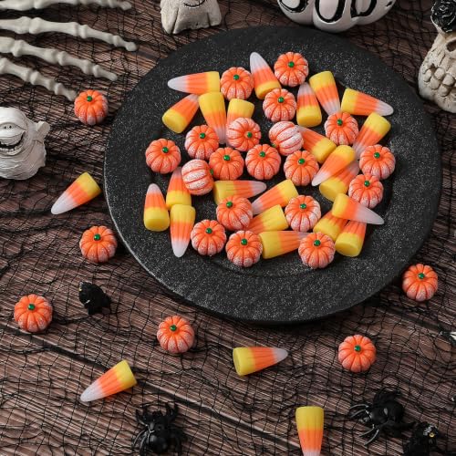 Image of JUNEBRUSHS 50 Pcs Fake Candy Corns Artificial Pumpkin Resin Ornaments
