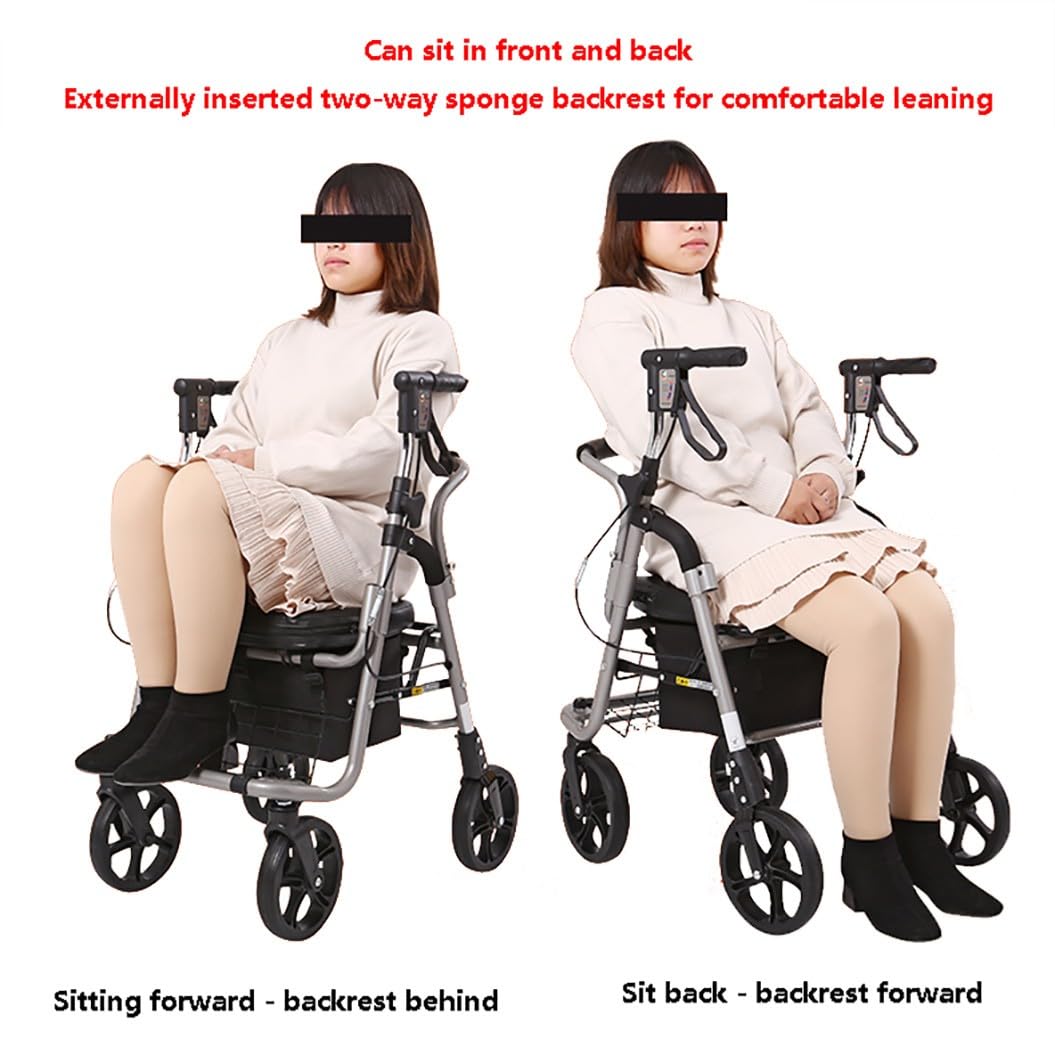 Andadores para Personas Mayores con 4 Ruedas,andador para exteriores,Andador para adultos,Caminador Andador Aluminio con Ruedas,altura ajustable black