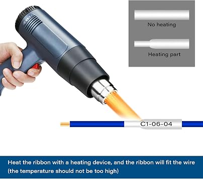 NineLeaf 2 Roll Black on White Heat Shrink Tubes Label Tape Compatible for Brother HSe-211 HSe211 HS211 HS-211 for P-Touch PT-7600 PT-D800W PT-H500 Label Maker - 5.8mm (0.23inch) x 1.5m (4.92ft)