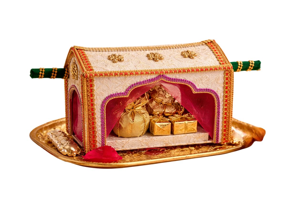 Handicrafts Wooden Doli Hamper Dulhan Doli Bride Palki Palanquin for Marriage, Wedding Shaadi, Lagan, Shagun Decoration | Palki for Dulhan Bride Pack Of 1(Red)-image-1