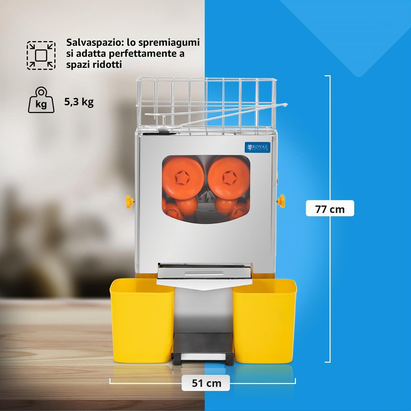 Royal Catering Spremiagrumi elettrico Semiautomatico 120 W 20 arance/min Spremiagrumi elettrico professionale Spremi arance elettrico Spremiagrumi