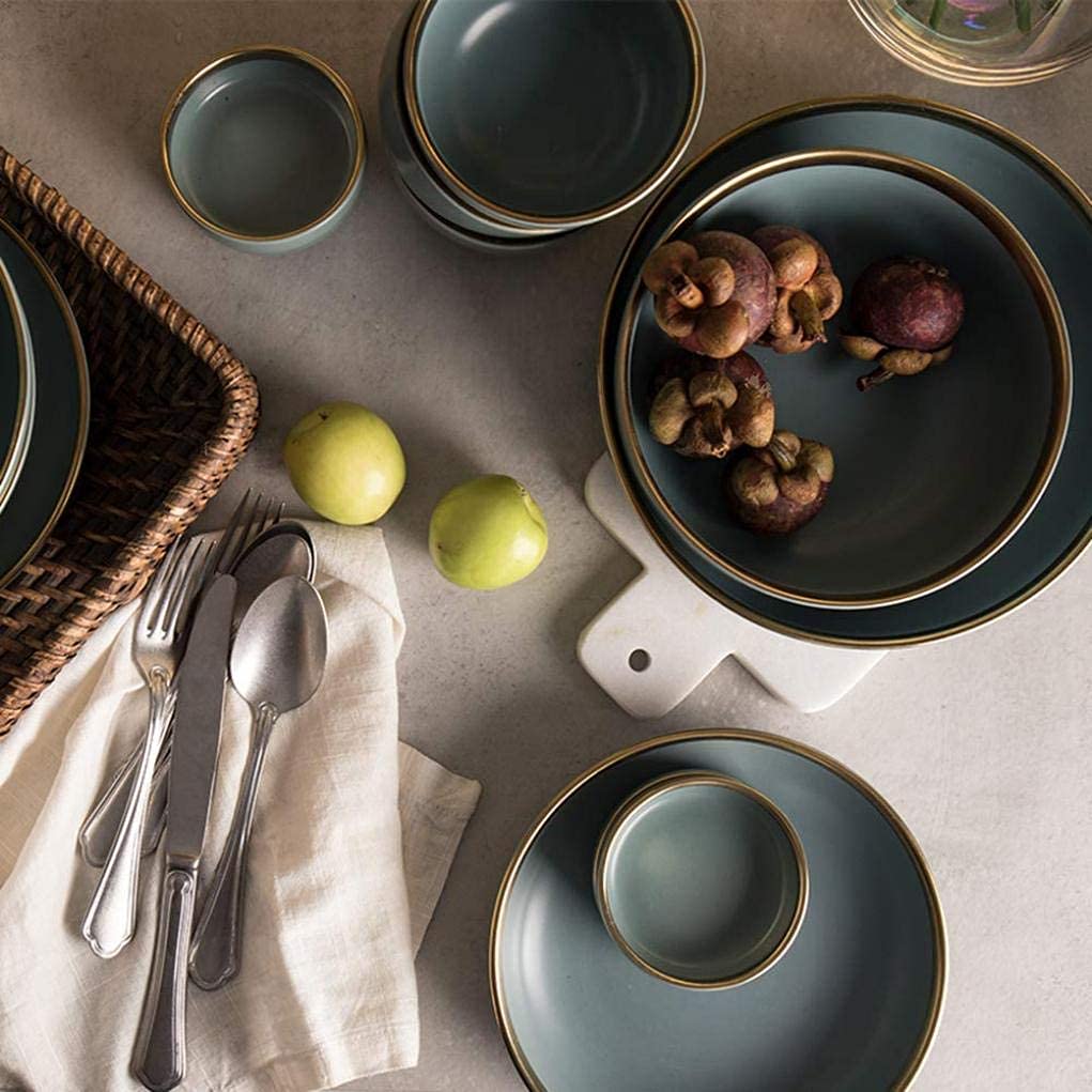 Ceramika zastawa stołowa, szaro-niebieska ceramiczna zastawa stołowa Phnom Penh połączenie matowego porcelanowego zestawu obiadowego nadaje się na bankietowe spotkanie rodzinne, 6 osób