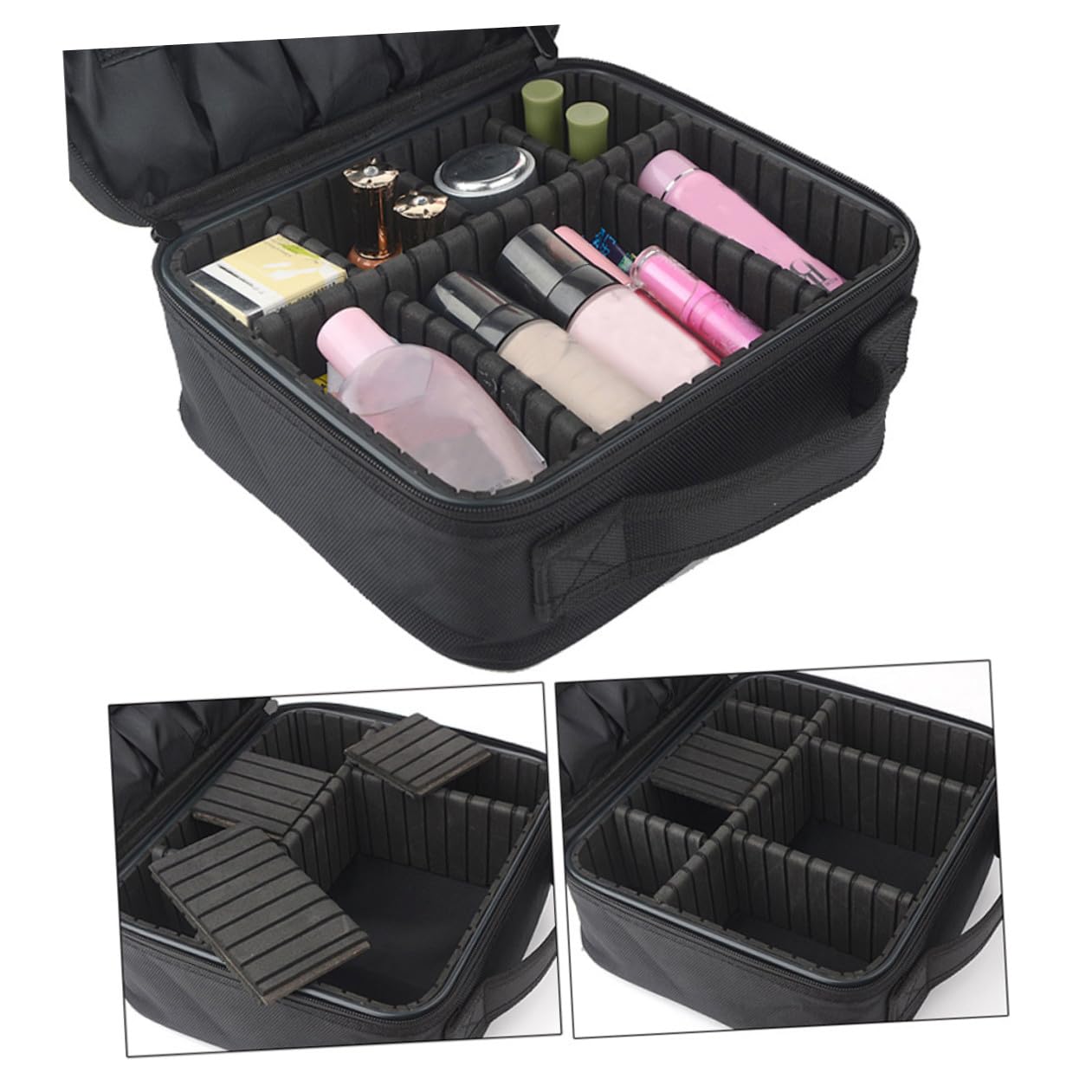 PACKOVE Borsa per Cosmetici Portatile con Scomparti Regolabili Valigetta Viaggio per S