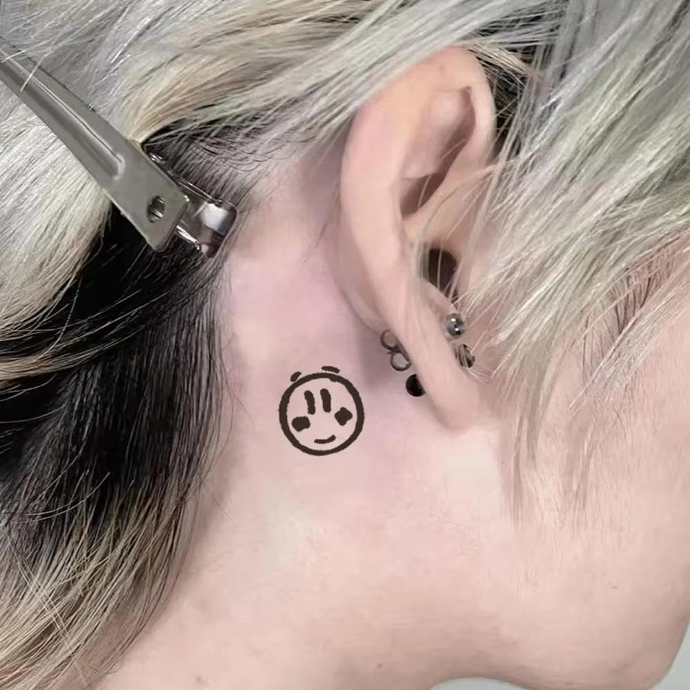 Adesivi Per Tatuaggi Temporanei Smile Emoji Impermeabili A Lunga Durata Per Una O Due Settimane Per Finger Plam Adesivi lunga durata(5 pcs)