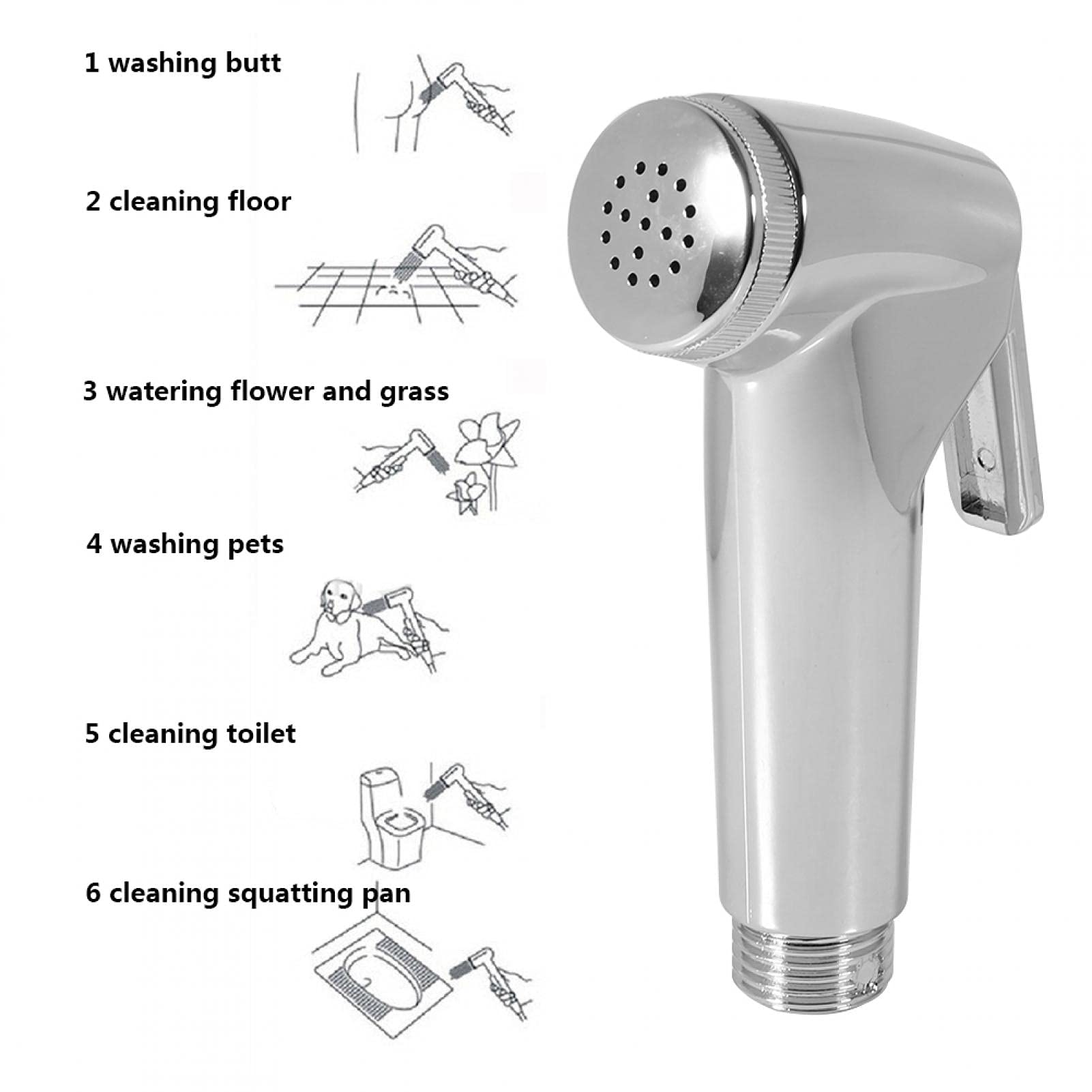 Tissting Handheld Bidet Sprayer Bidet Sprayer ABS Material Shower Sprayer Bathroom Sprayer for Personal Hygiene Pet Shower Single — view 4
