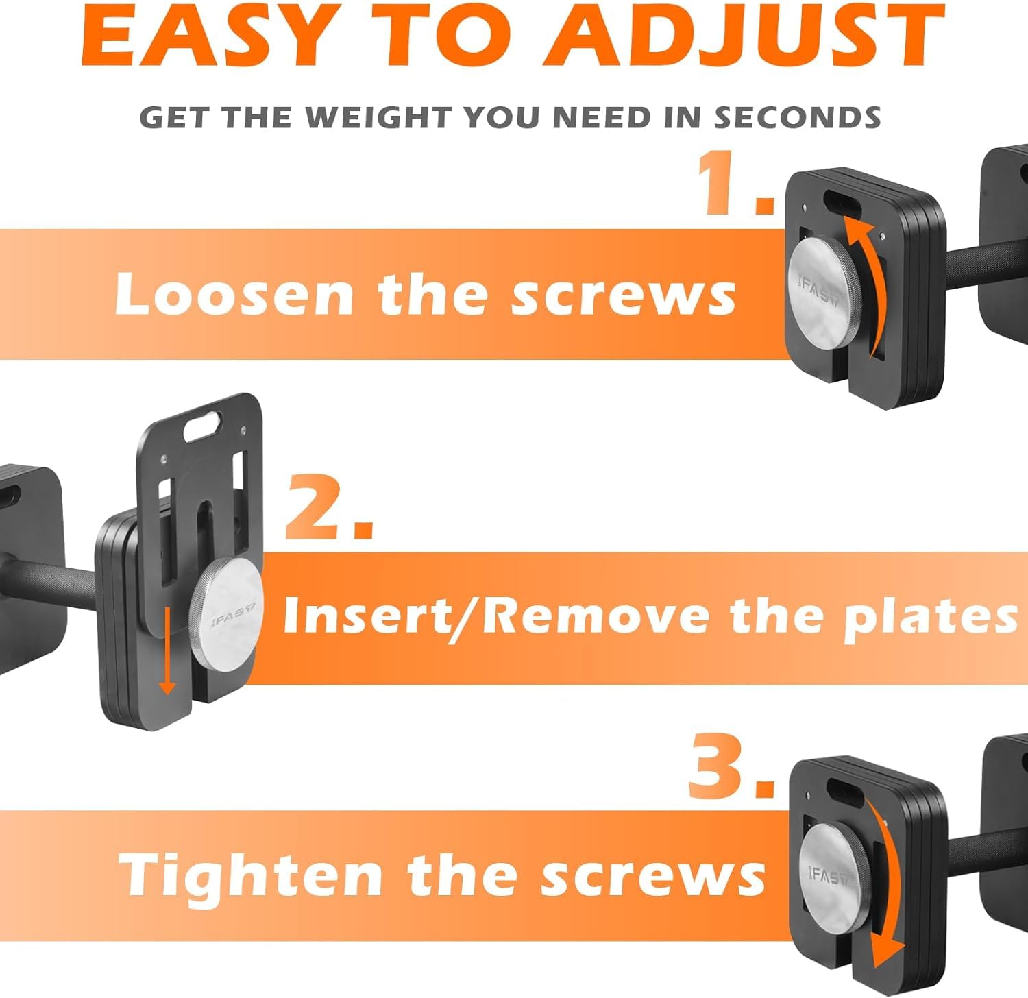 80LB Adjustable Dumbbell - 9-in-1 Single Dumbbye with Quick-Lock System, Multi-Weight Free Weights for Home Gym & Strength Training