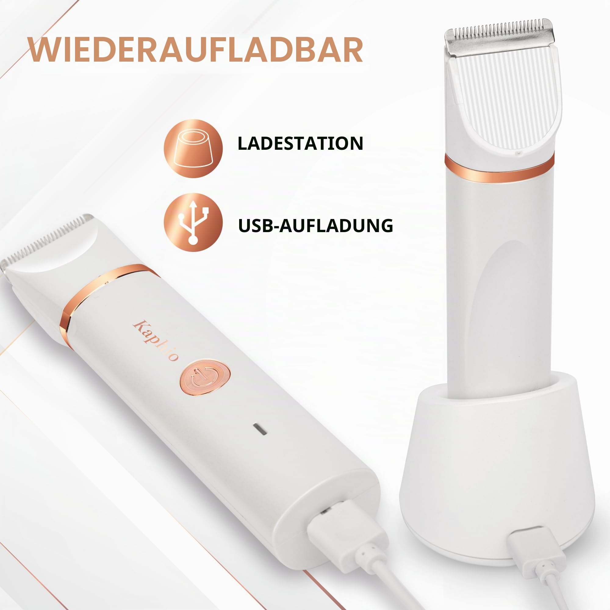Bikini Trimmer Damen Intimbereich – Intim Trimmer Frau: 2 in 1 IPX7 Wasserdichter Elektrischer Rasierer Damen und Gesichtshaarentferner für Bikinizone Achseln Beinen Armen und Gesicht (Perlweiß)