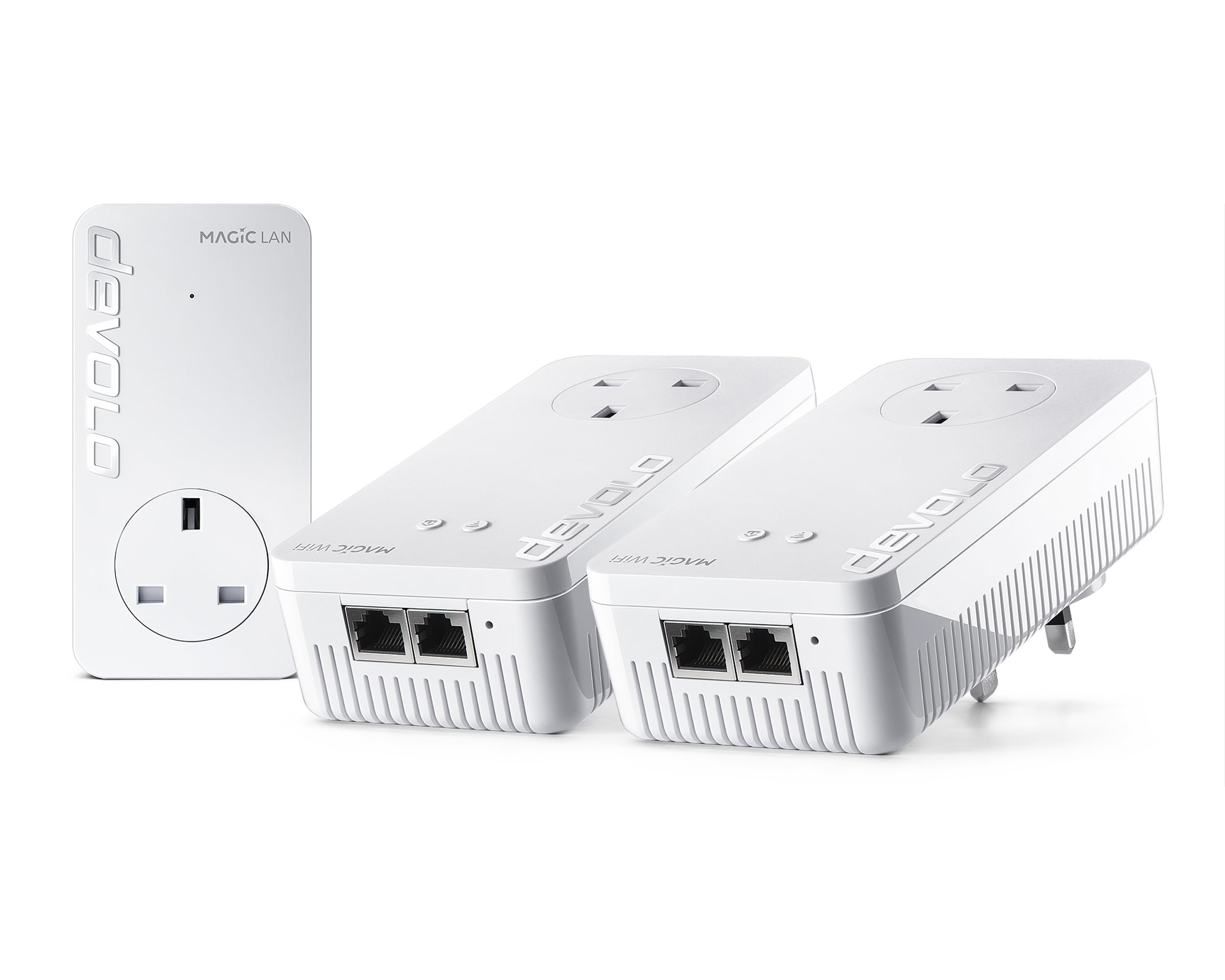 devolo Magic 2-2400 Wi-Fi 5 Next: Whole Home Kit | 4k/ 8k UHD Streaming | Stabile Heimarbeit (bis zu 2400 Mbps Powerline, Mesh WiFi 5, G.hn, 5X Gb LAN-Ports)