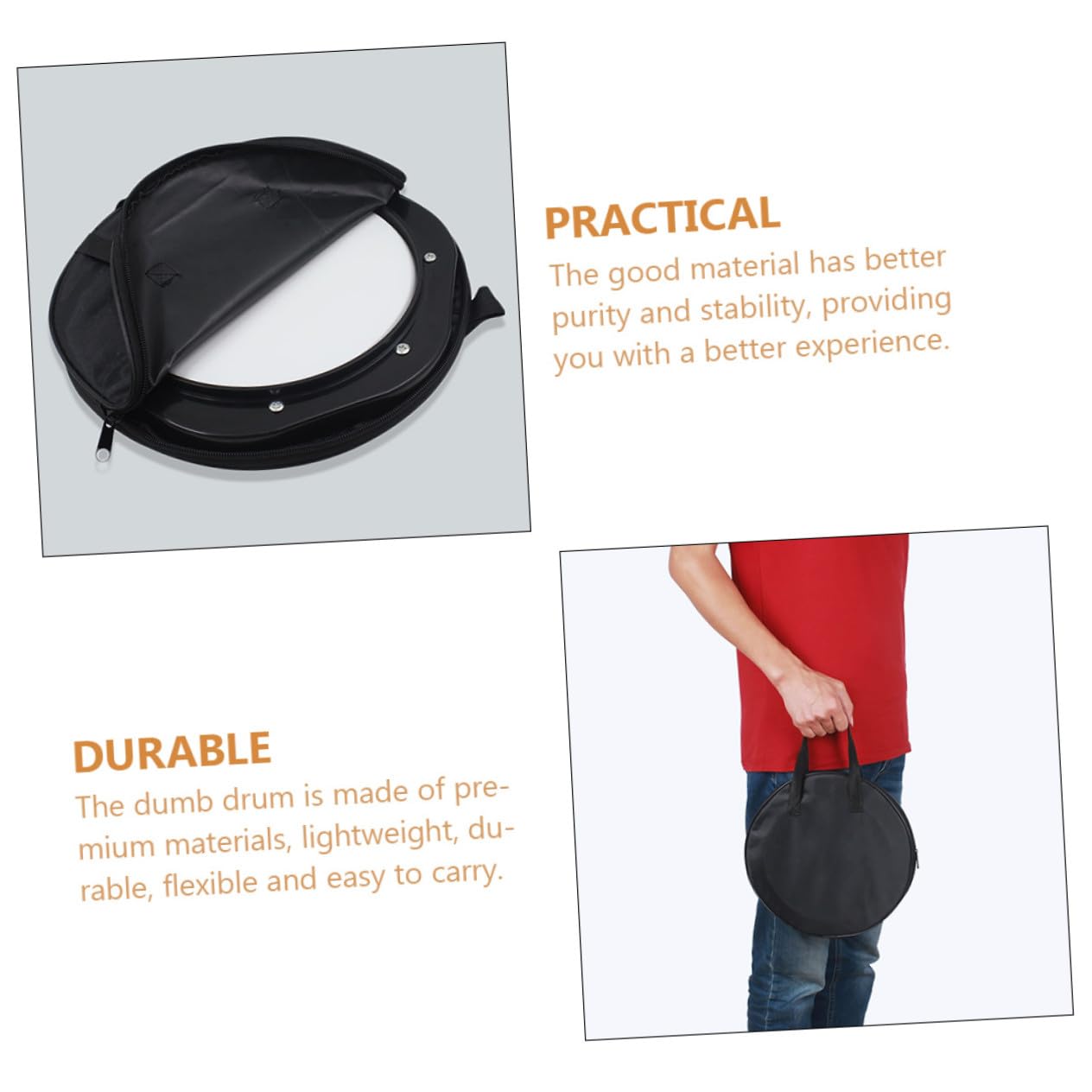FRCOLOR Set de Práctica para Tambores Baquetas, Almohadilla Flexible de 10 Pulgadas en Abs, Ligera y Fácil de Transportar para Bateristas y Niños