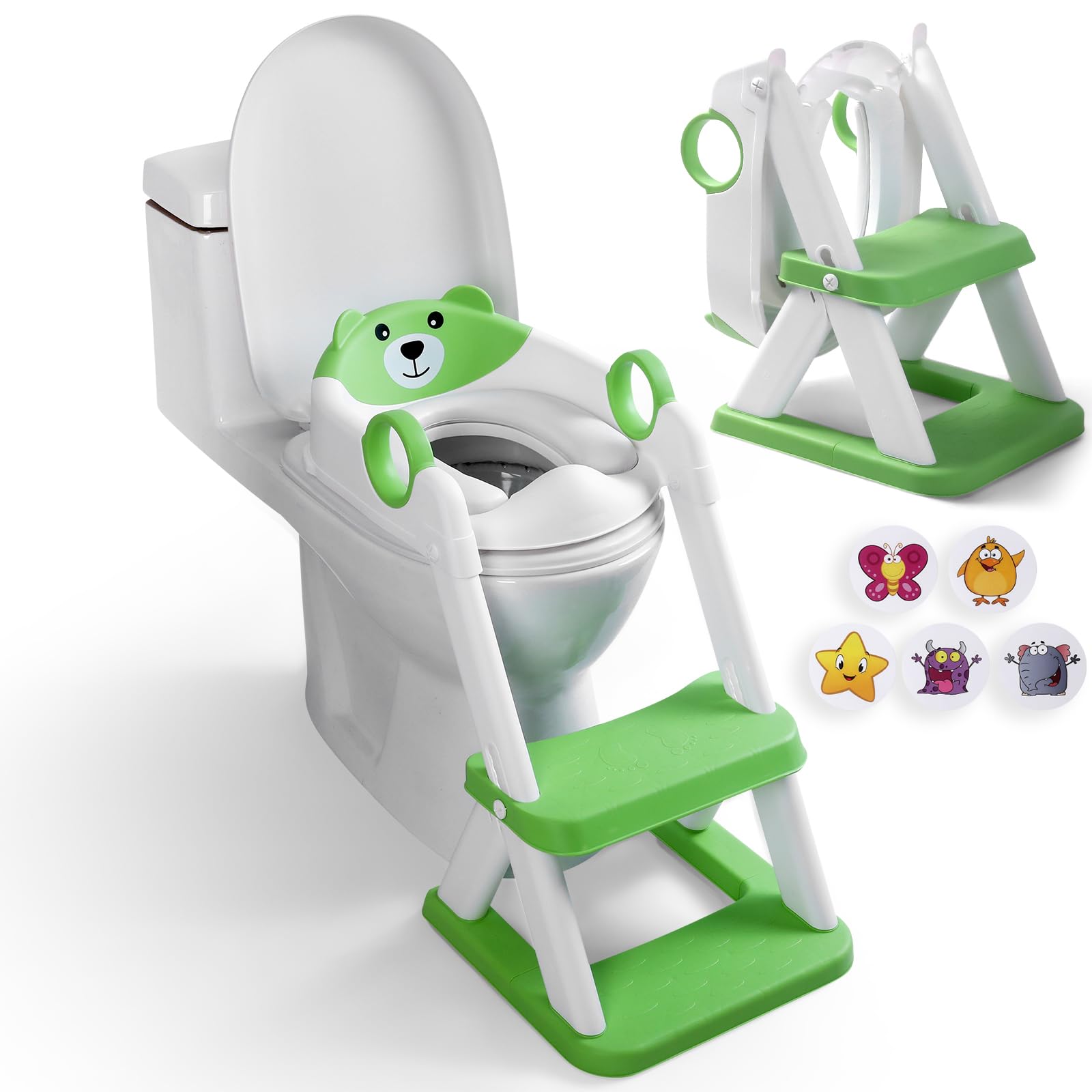 EzyWay Asiento de entrenamiento para orinal con calcomanías de entrenamiento, asiento de inodoro mejorado para niños y niñas, inodoro de entrenamiento 2 en 1 para niños con protector contra