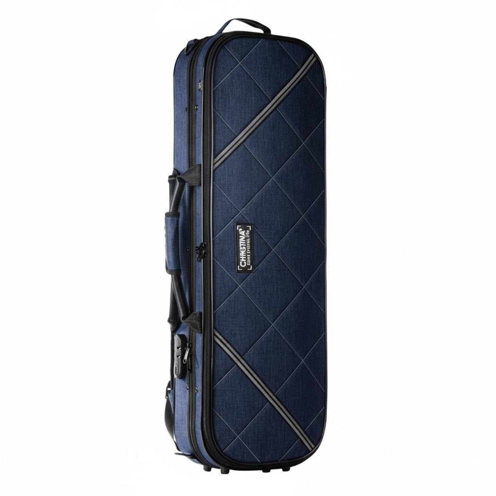 Canvas Violin Case Built-in Hygrometer Diamond Pattern Violin Case Padded Interior Musical Instrument Accessory for Violinists, Artists, Performance Navy Blue-image-47