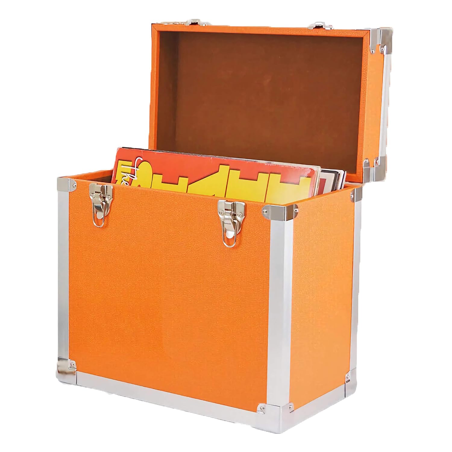 Steepletone Aufbewahrungsbox für LPs, Alben, Vinyl, DJs, Schallplatten, Farbe: Gelb