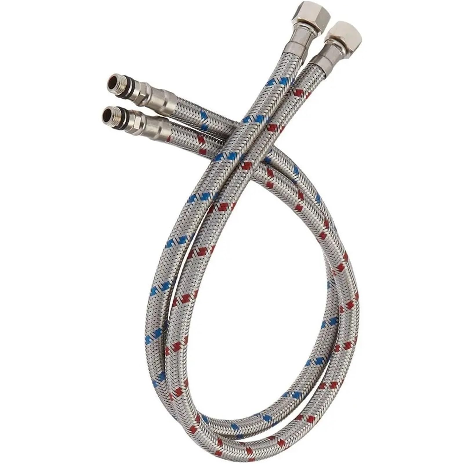 Raccords de robinetterie Tuyaux flexibles, Tuyaux d'alimentation en laiton inoxydable for robinet de cuisine et salle de bain 60-100 cm, lot de 2(100cm)