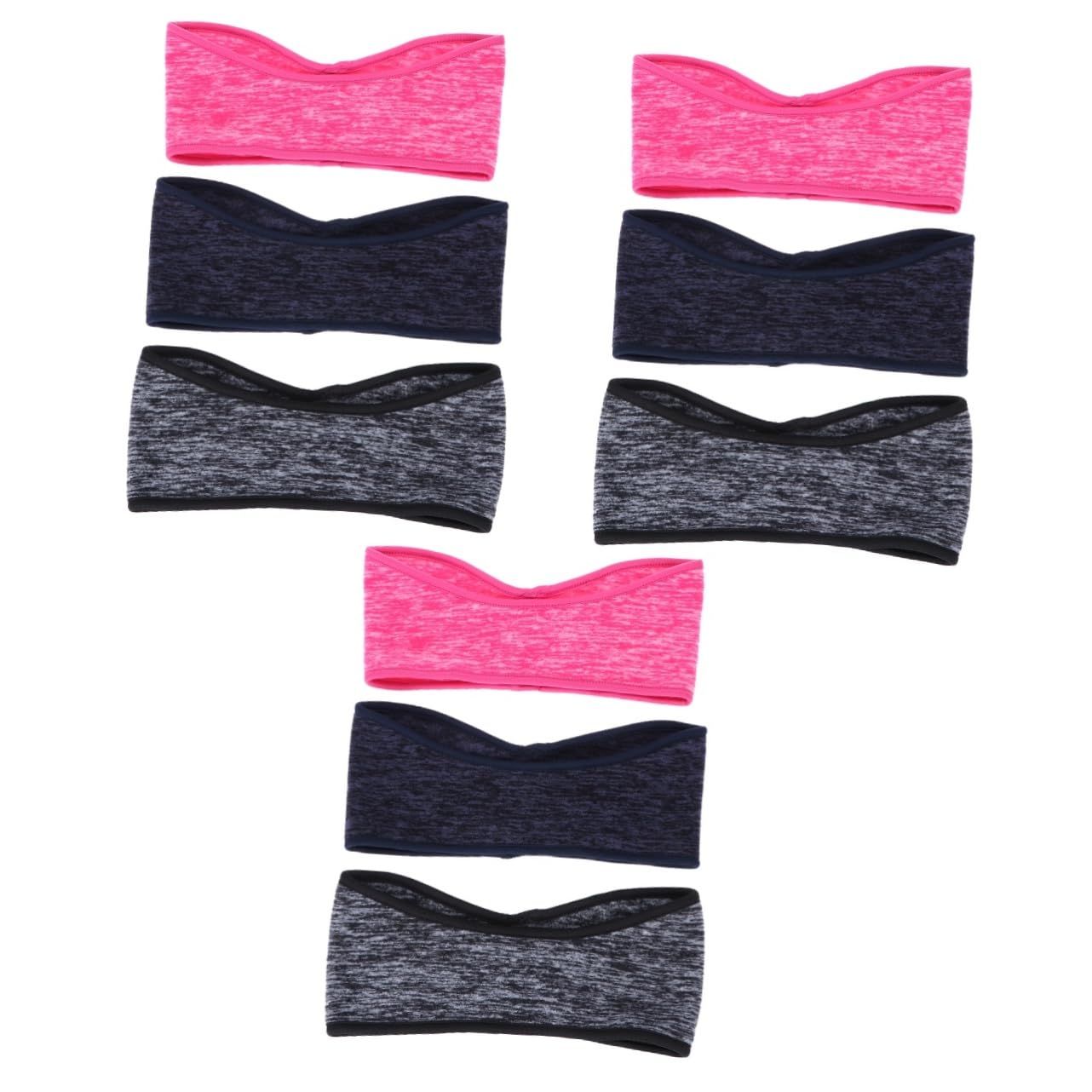 VALICLUD 9stücke Teiliges Fleece-stirnband Für Sport Rutschfest Und Schweißabsorbierend Geeignet Für Laufen Yoga Und Outdoor-aktivitäten Blau Und Rosé Jeweils