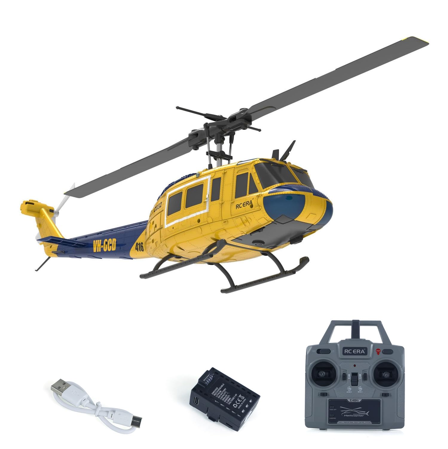 1/48 Rc Simulazione Elicottero Modello C032 Uh-1 Telecomando Stunt Aircraft One Click 3D Flip Optical Flow Posizionamento Giocattolo Regalo