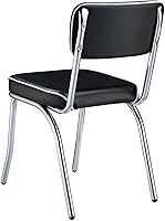 Vista 6 de CARTESIAN Sillas de comedor retro, tapizadas en color negro con marco cromado, juego de 2