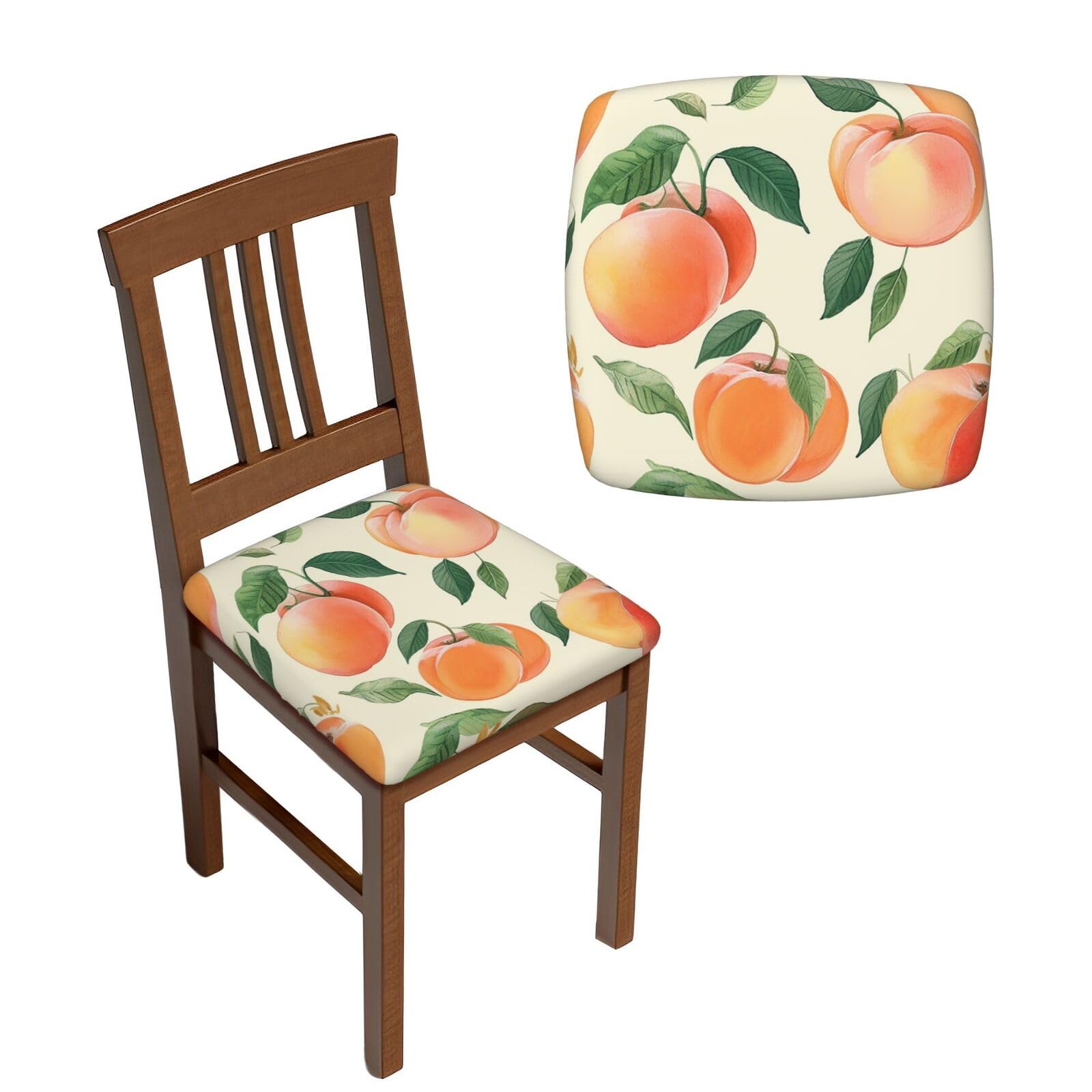 NONHAI 4PCS Dining Chair Seat Covers Set Peach Stretch Removable Chairs Covers Washable Seat Cushion Slipcovers Protector for Dining Room Kitchen Chairs