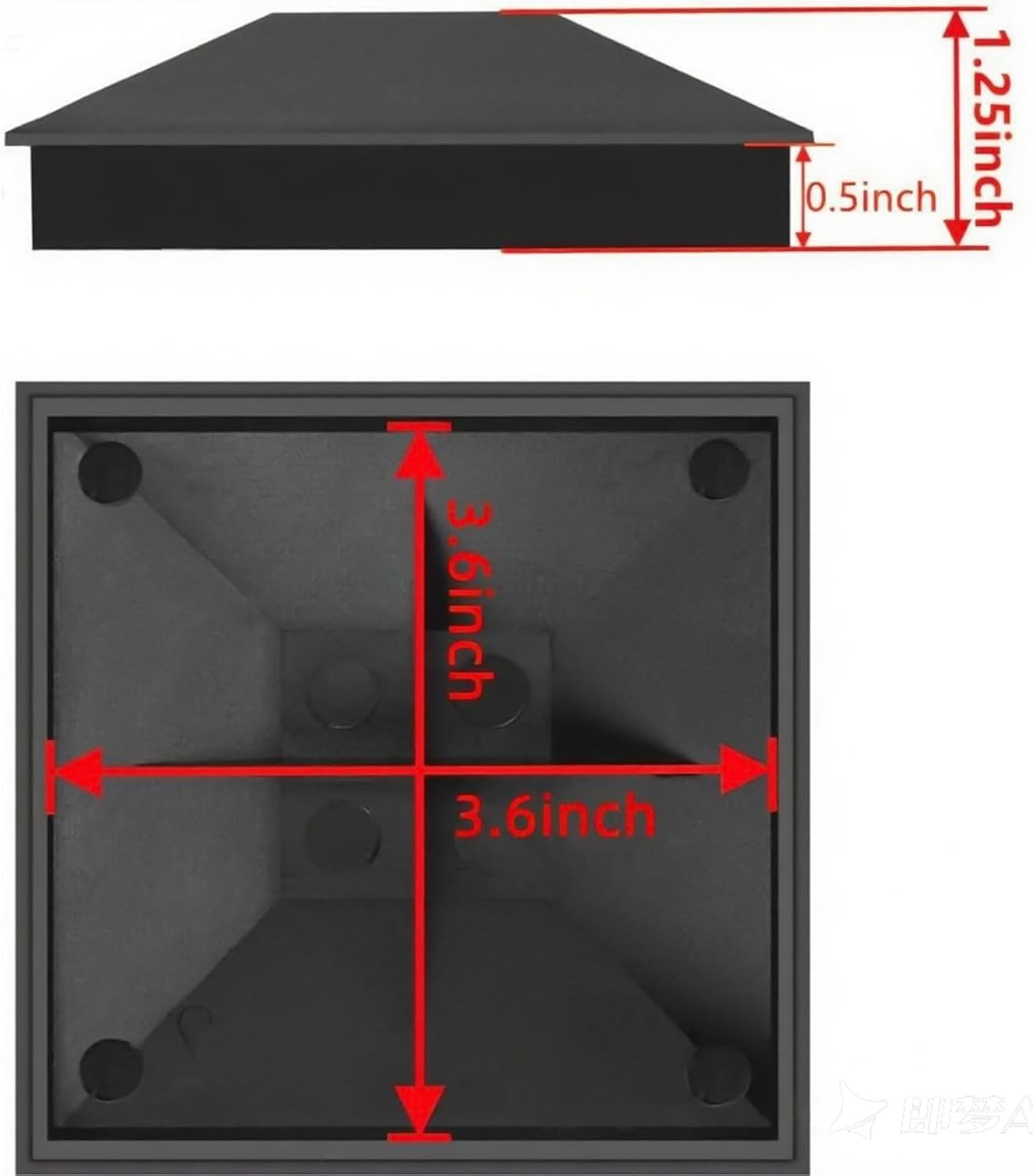 4x4 Wood Post Caps (3.6"x3.6") Matte Black Powder Coated Pyramid Fence Topper Cover,Prevents Rot & Splitting,Deck & Fence Protection(6pcs Black).