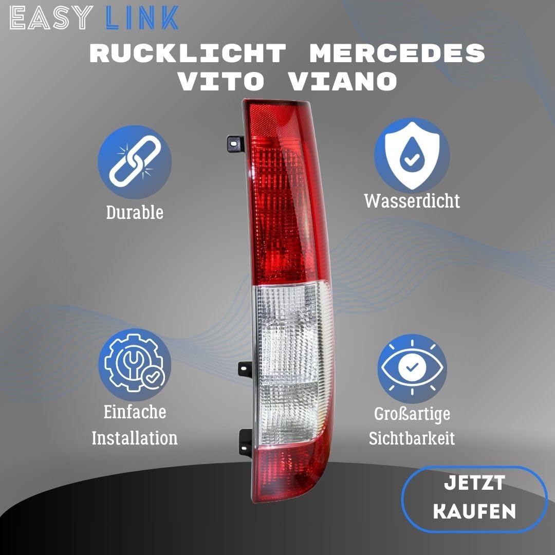 Luz Trasera Derecha Compatible con Mercedes Vito W639 Viano Clase V 2003-2014 E-Prueba A6398200264 6398200264