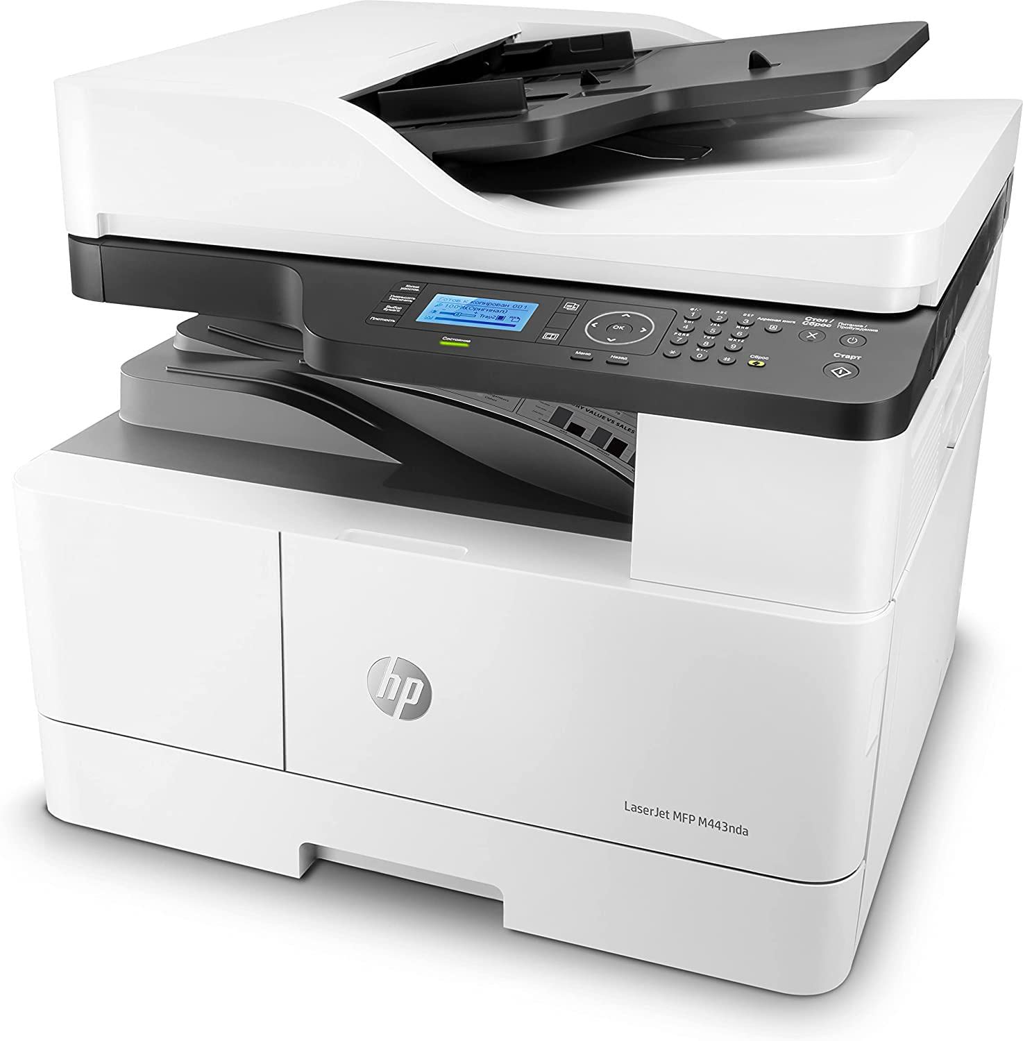 HP LaserJet M443nda 8AF72A Stampante Multifunzione A4, Stampa Fronte e Retro Automatica b/n, 25 ppm, USB, Gigabit Ethernet, Scanner piano A3, Display Touch a colori 20,3 cm, Bianca