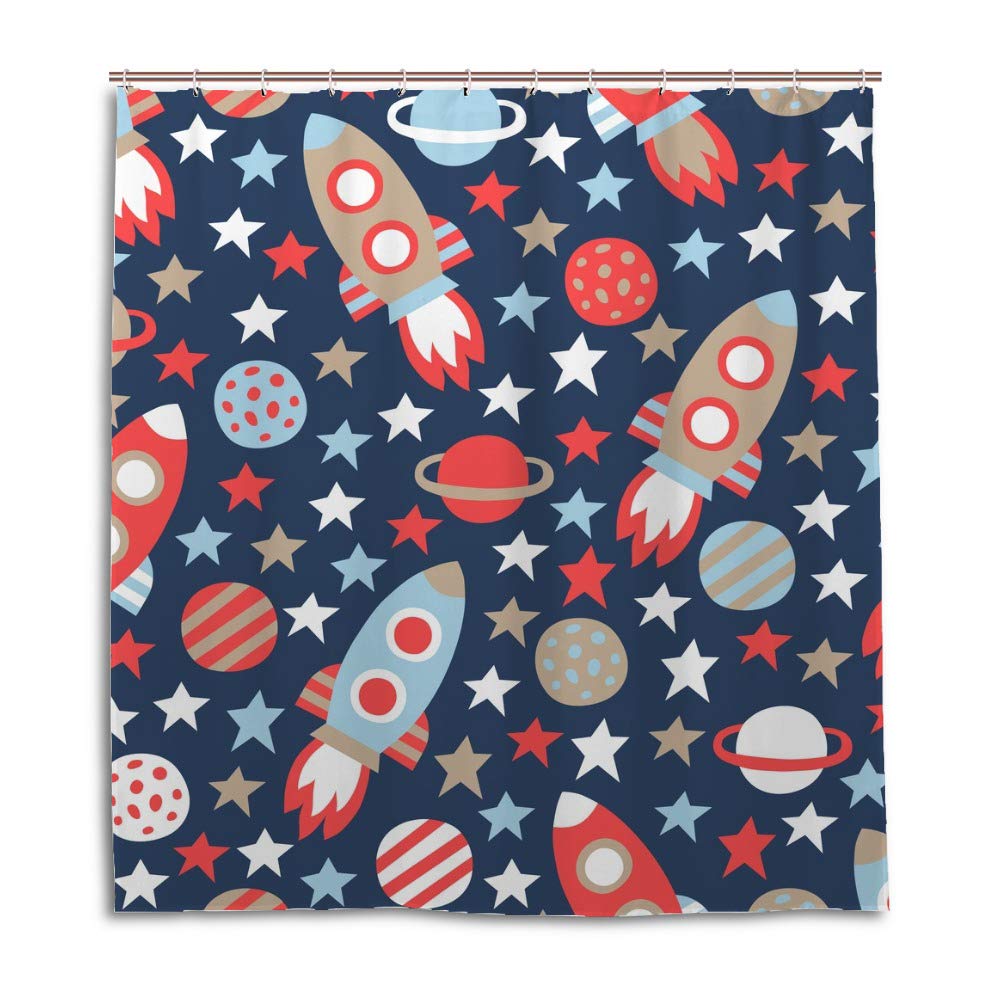 Rideau de douche imperméable motif espace pour salle de bain moderne 168x183 cm Motif 2