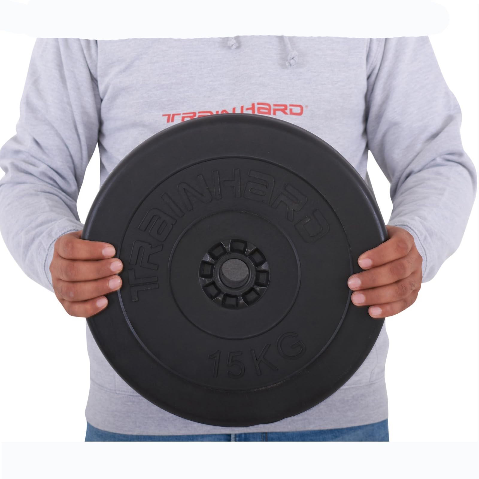 Train Hard Juego de discos de pesas de 20 a 30 kg, de plástico y cemento, peso total con orificio de 30/31 mm