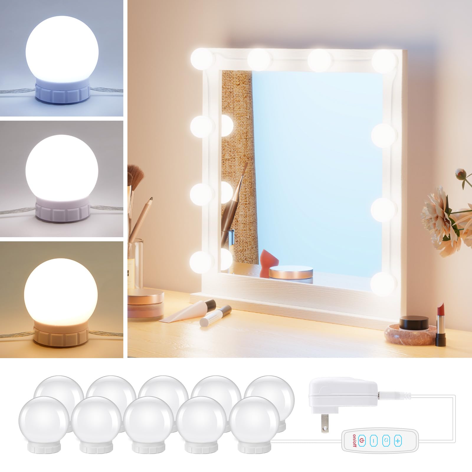 LED backlit mirror with adjustable color temperature
